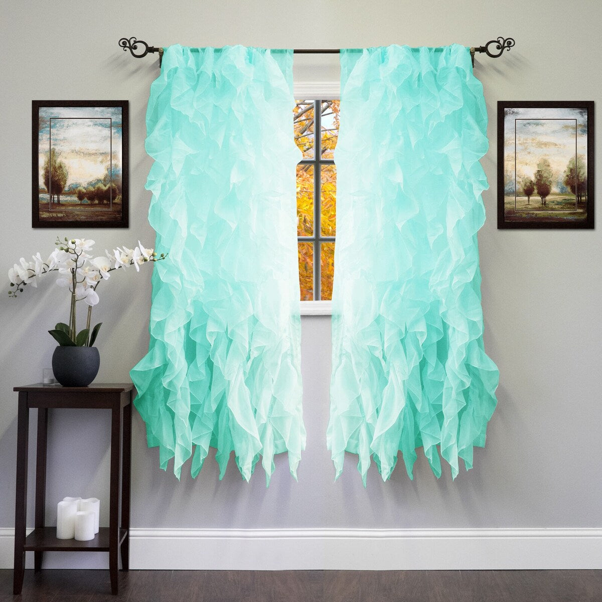 Chic Sheer Voile Vertical Ruffled Window Curtain