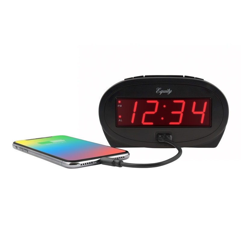 Equity by La Crosse 0.9 In. Red LED alarm clock with USB port