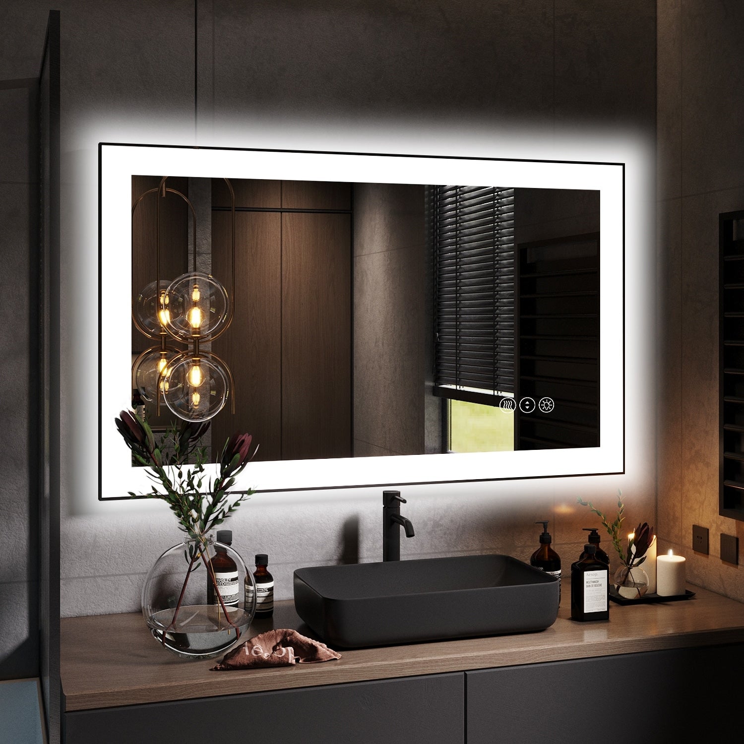 QuivaraView Premium Black Aluminum Framed LED lighting Vanity Mirrors