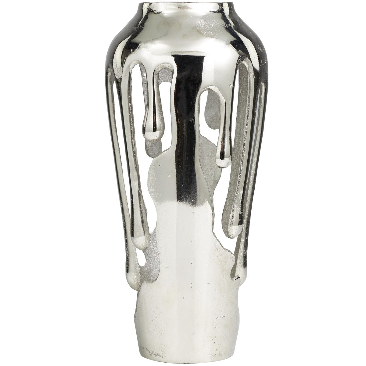 Aluminum Metal Drip Decorative Vase with Melting Designed Body - Silver, Gold or Black - Roche River Decor