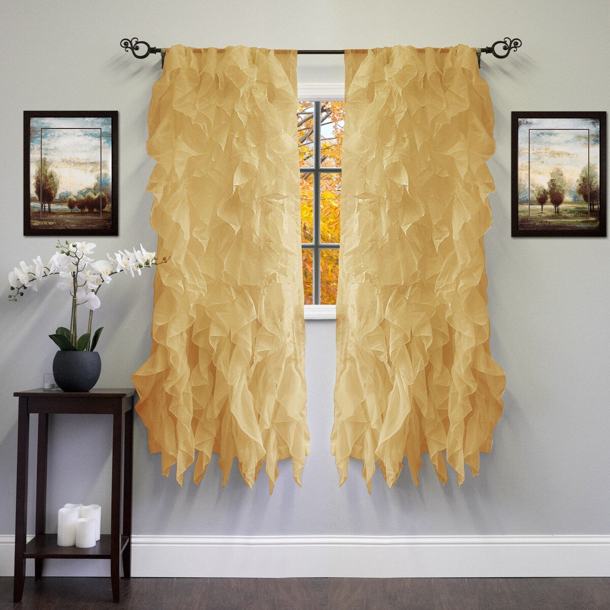 Chic Sheer Voile Vertical Ruffled Window Curtain