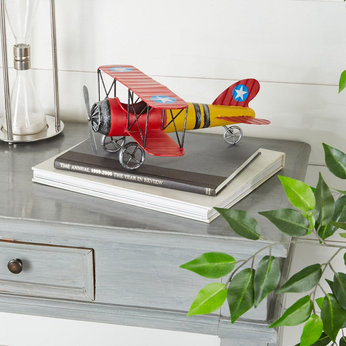 Metal Airplane Home Wall Decor - Red - Roche River Decor