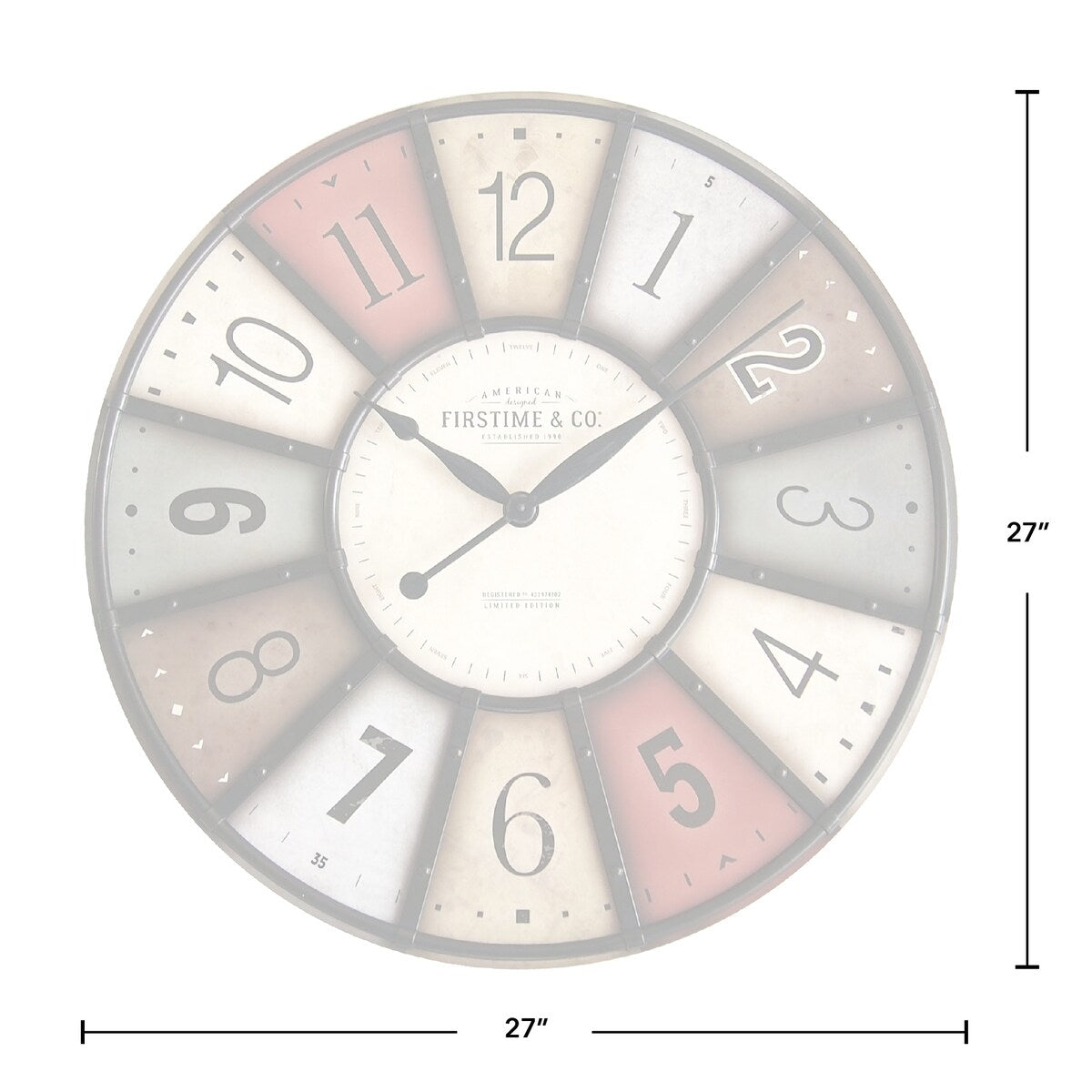 FirsTime & Co. Color Motif Farmhouse Wall Clock, American Crafted, Multi-Color, Wood, 27 x 2 x 27 in