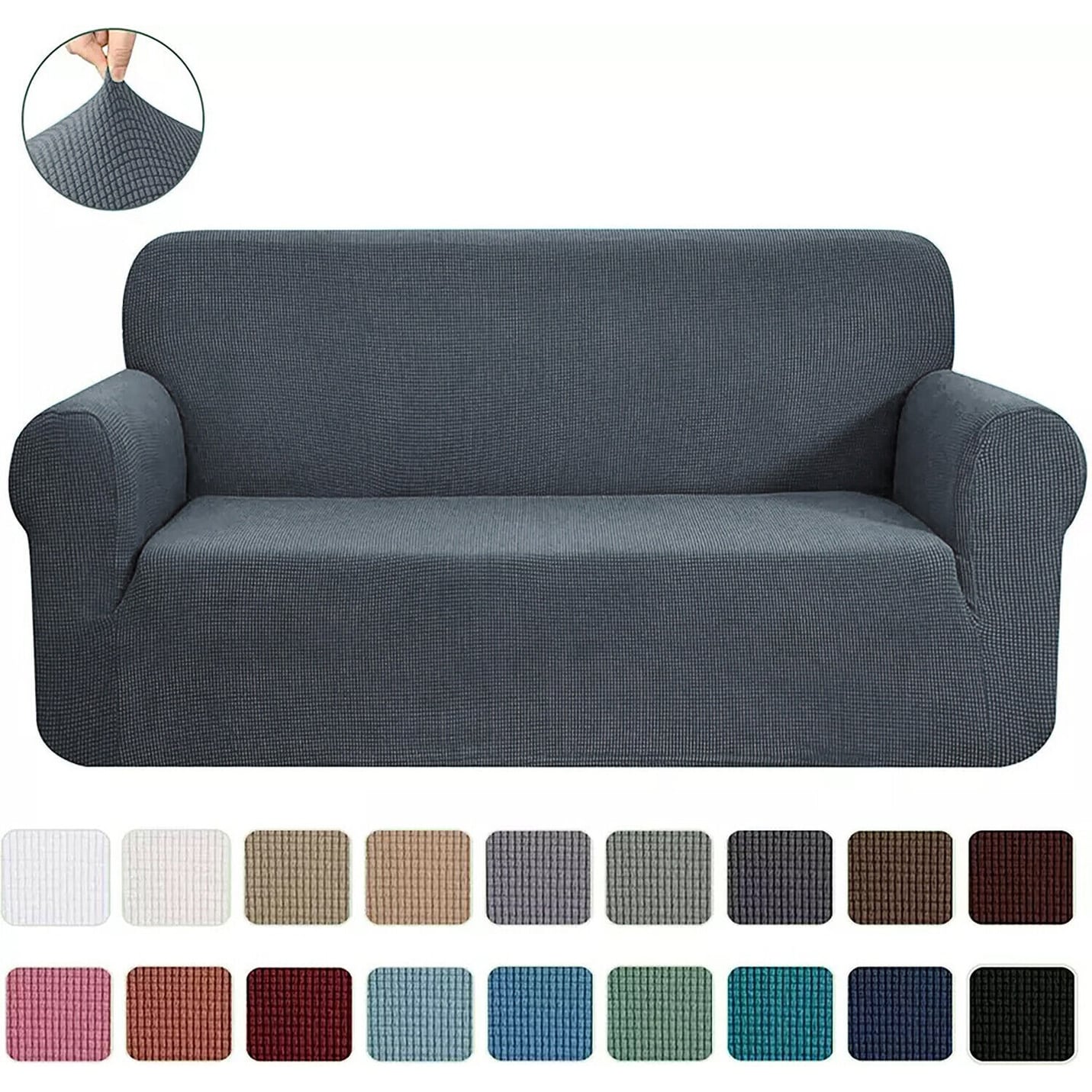 2-Piece Set Slipcover Sofa & Loveseat Cover Protector 4-Way Stretch Elastic - 96 x 74