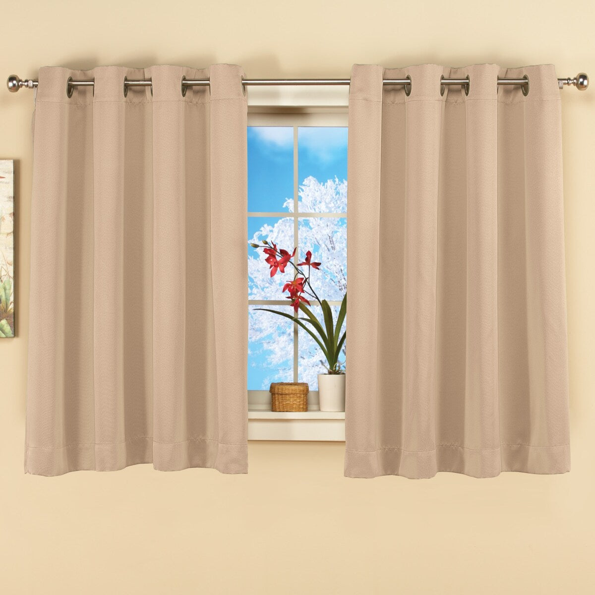 Short Blackout Window Curtain Panel with Easy Open-Close