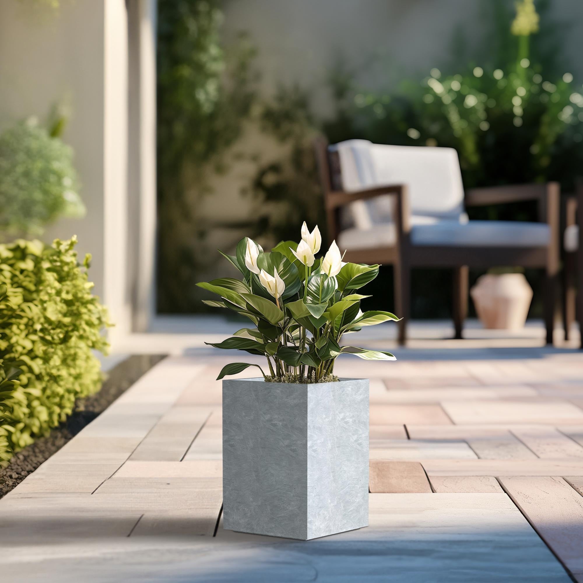 Tall Concrete Rectangle Plant Boxes / Large Indoor and Outdoor Flower Planters