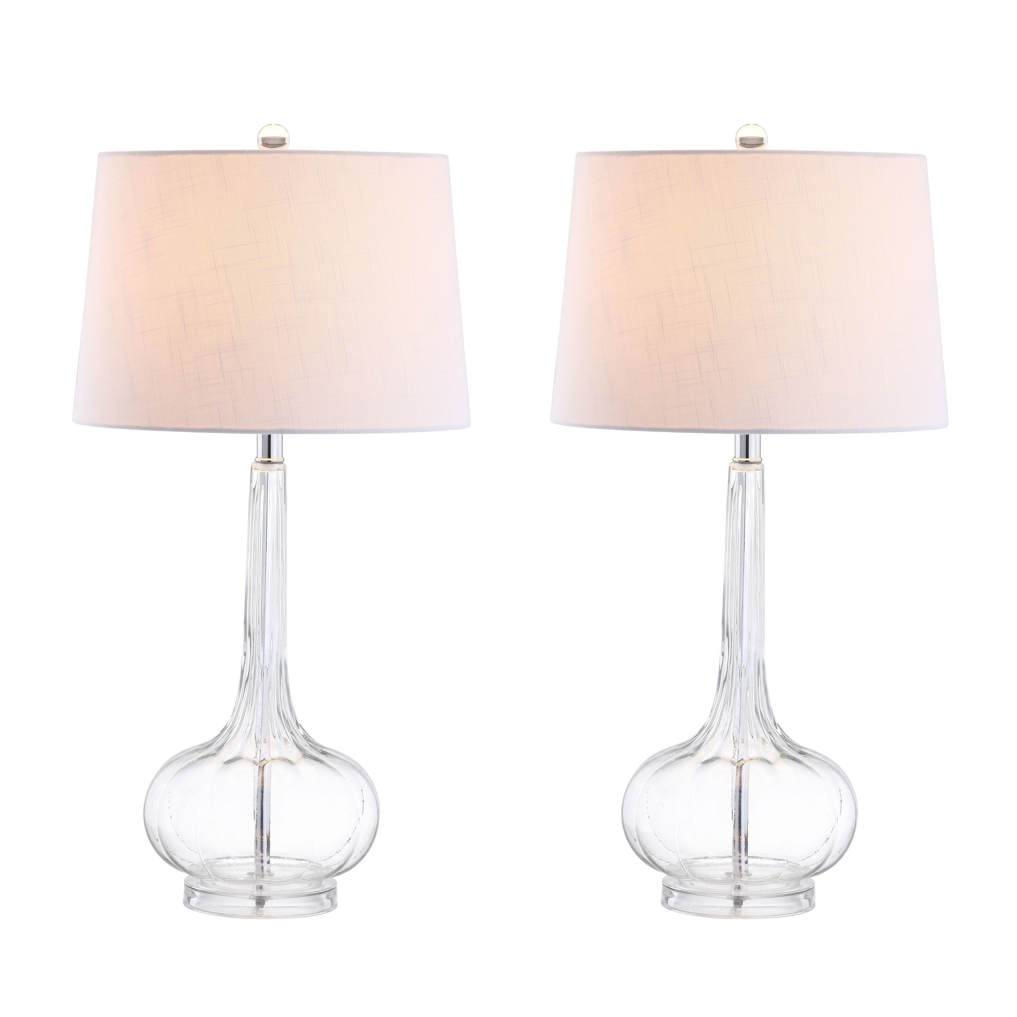 Diamante 28.5 Glass Teardrop LED Table Lamp, Pink (Set of 2) by JONATHAN Y