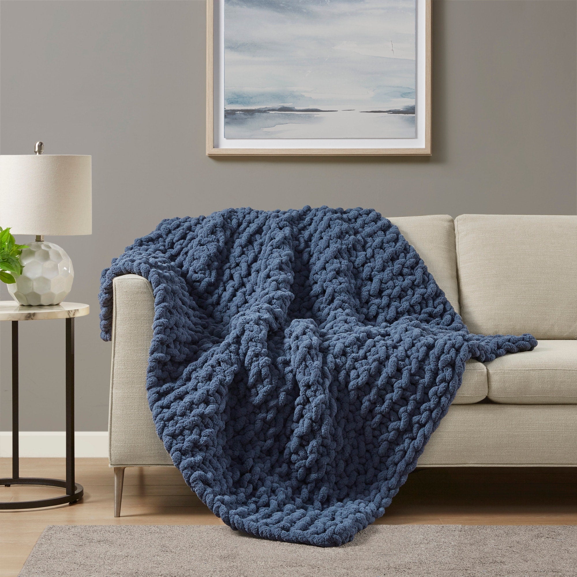 Madison Park Chenille Chunky Knit Throw 50x60