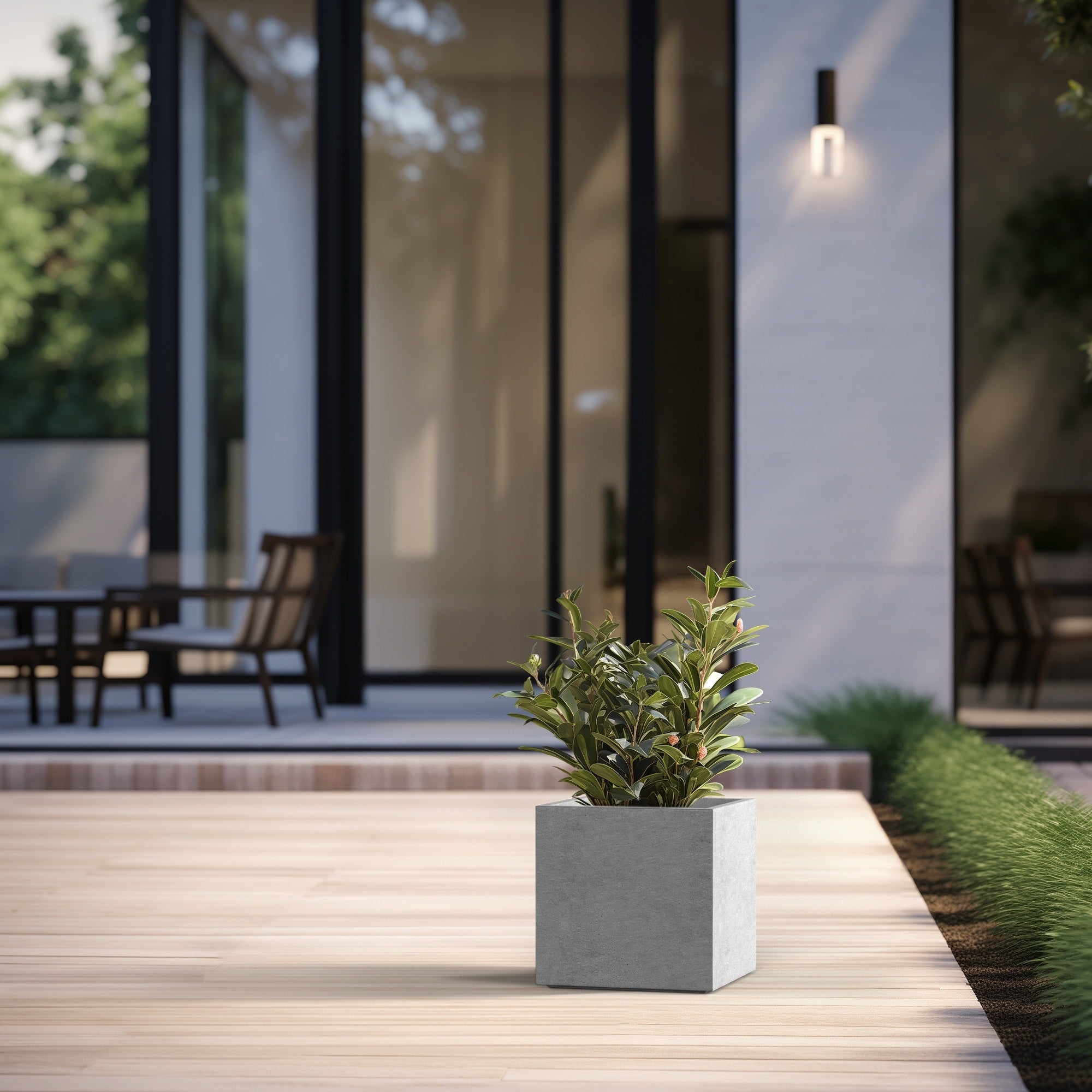 Tall Concrete Square Plant boxes / Large Indoor and Outdoor flower Planters