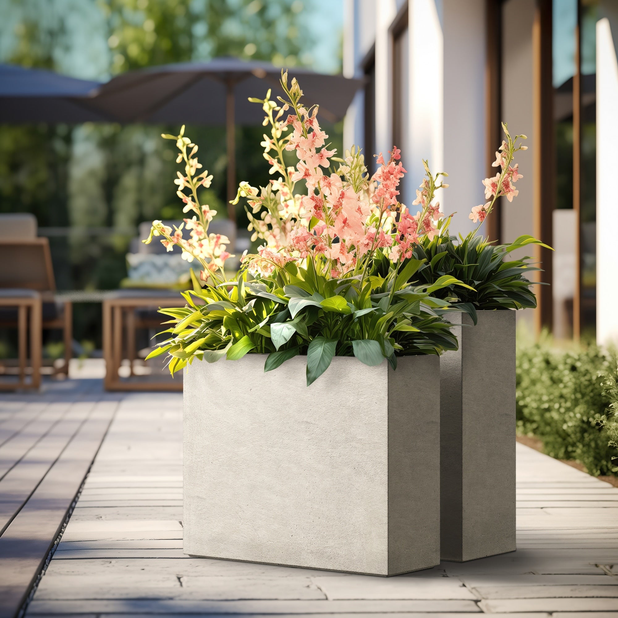 Tall Concrete Rectangle Plant Boxes / Large Indoor and Outdoor Flower Planters