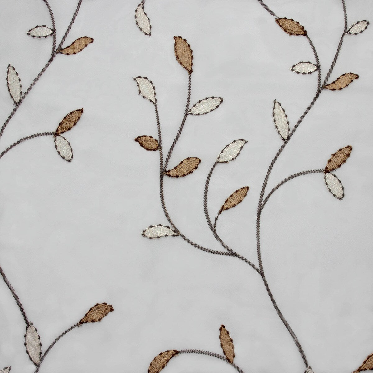 Wavy Leaves Embroidered Sheer Extra Wide Window Curtain (Single Panel)