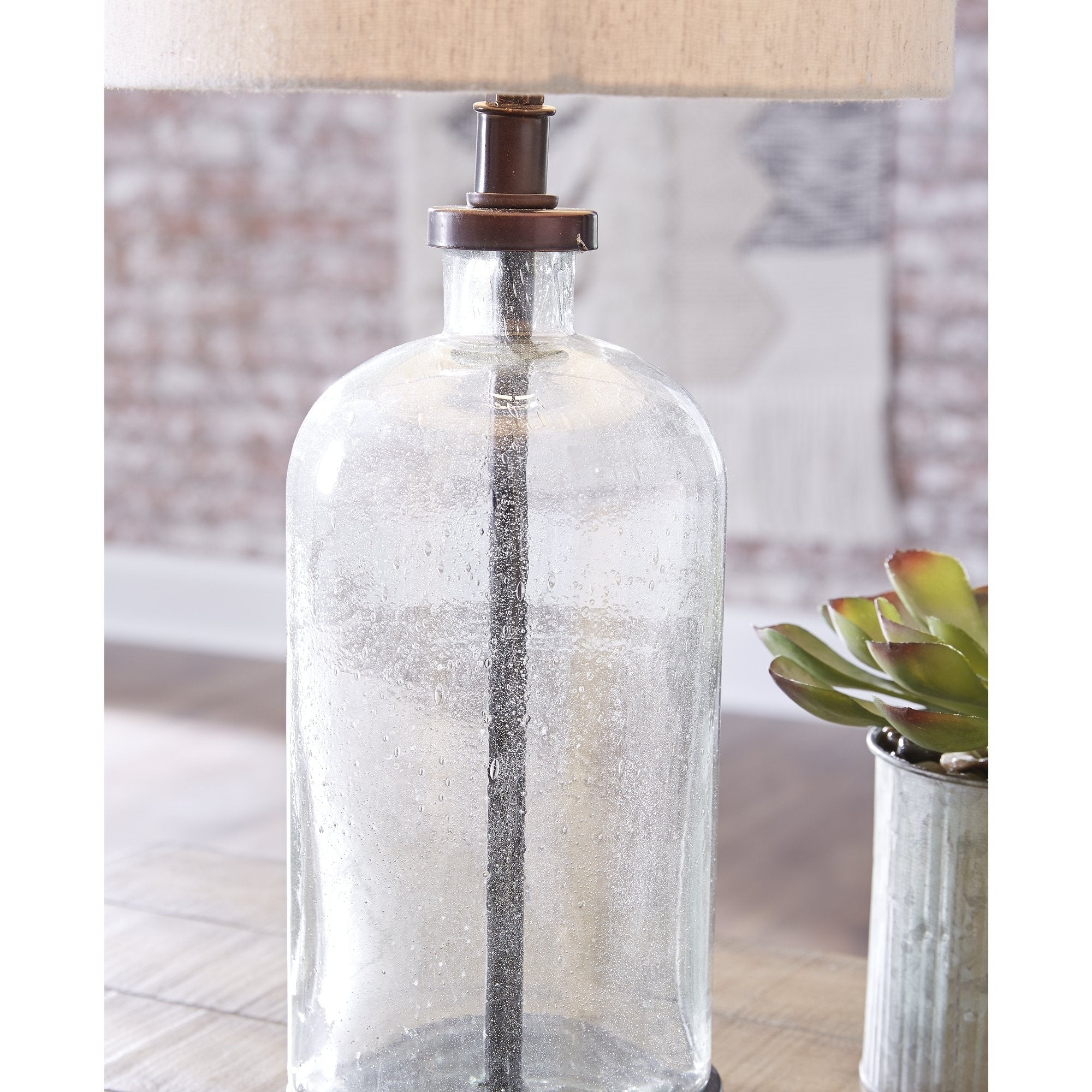 Bandile Modern Farmhouse Glass Table Lamp - 10W x 10D x 22H