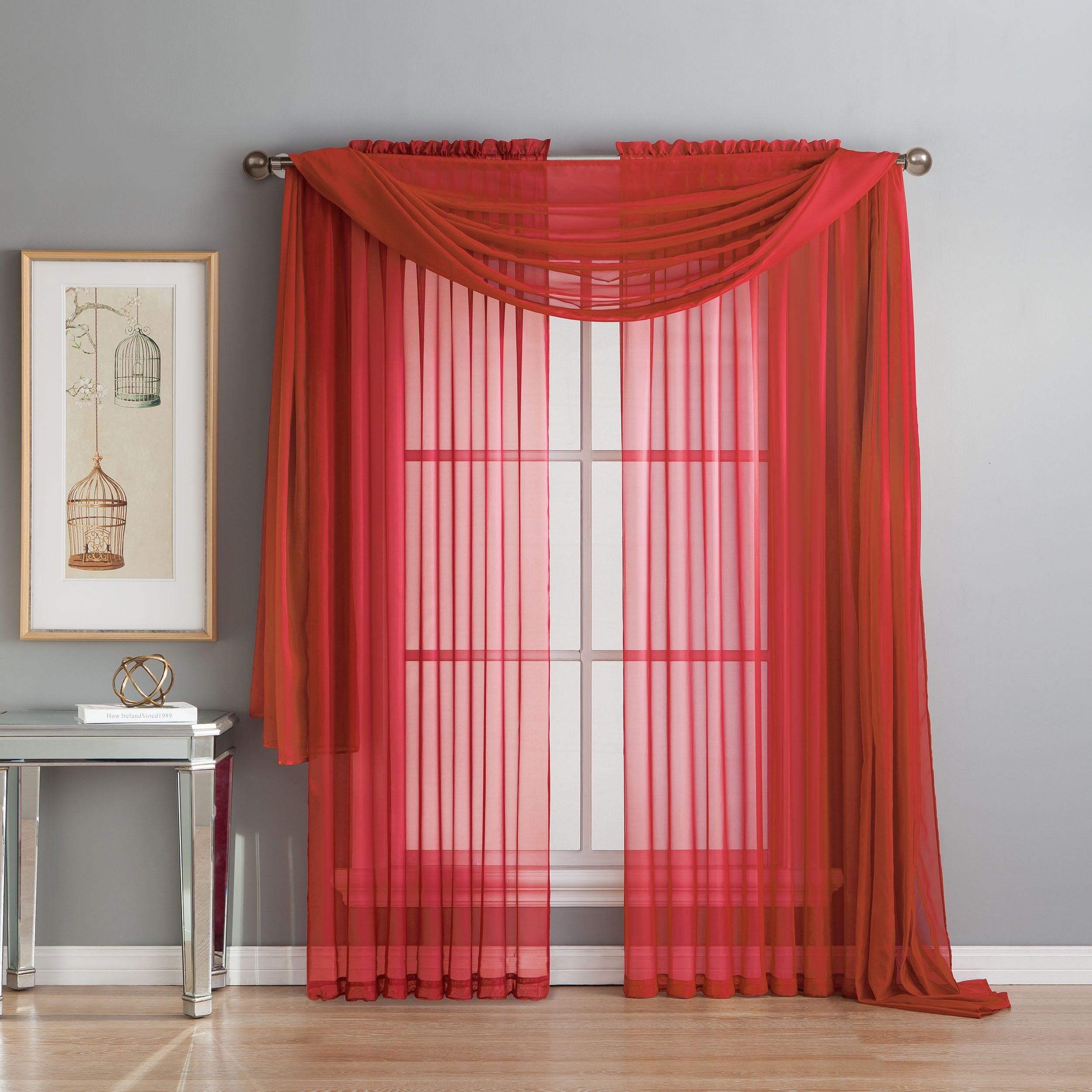 Window Elements Diamond Sheer Voile Extra Wide, 56 Inch Wide. Rod Pocket Curtain Panel