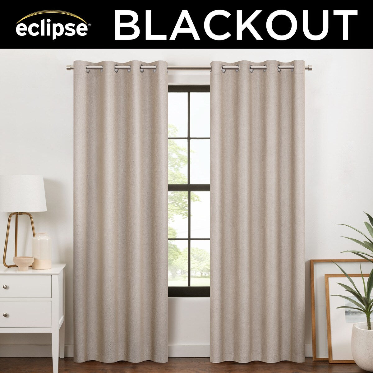 Eclipse Blackout Curtains, Larissa Solid Grommet Curtains