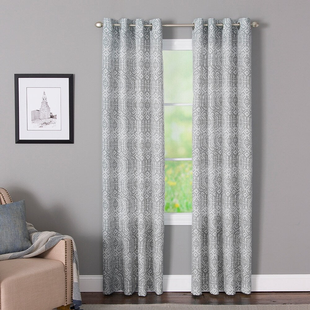 Porch & Den Moroccan Pattern Grommet Top Curtain Panel