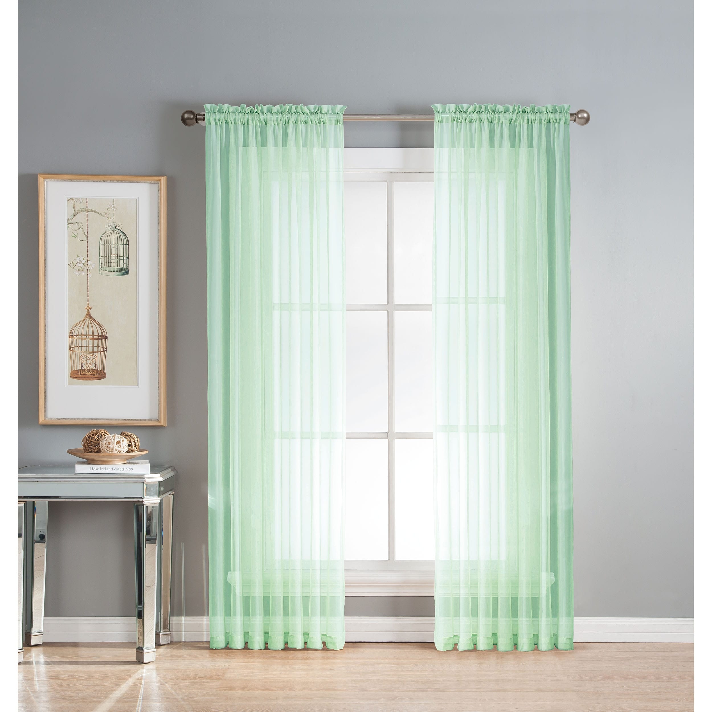 Window Elements Diamond Sheer Voile Extra Wide, 56 Inch Wide. Rod Pocket Curtain Panel