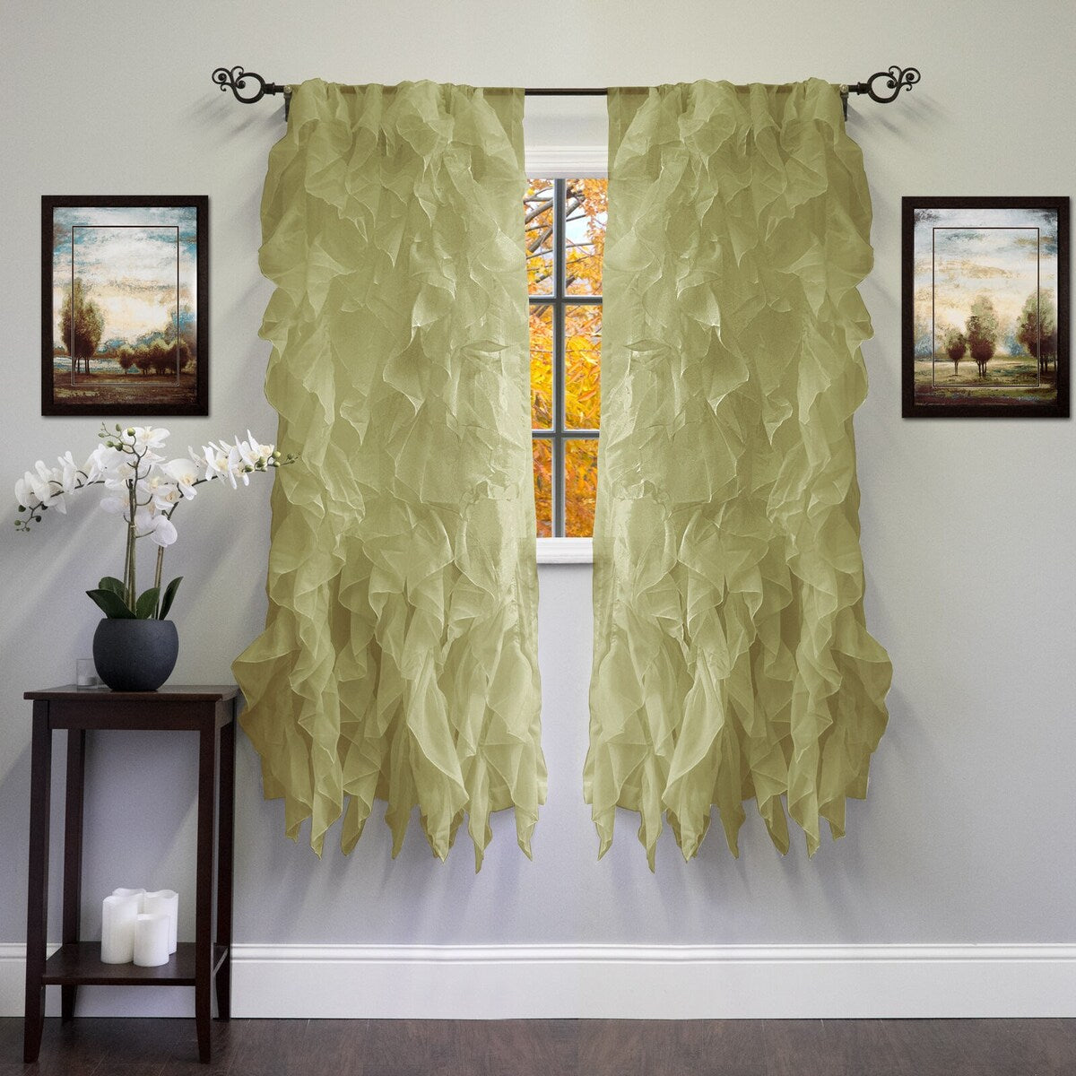 Chic Sheer Voile Vertical Ruffled Window Curtain