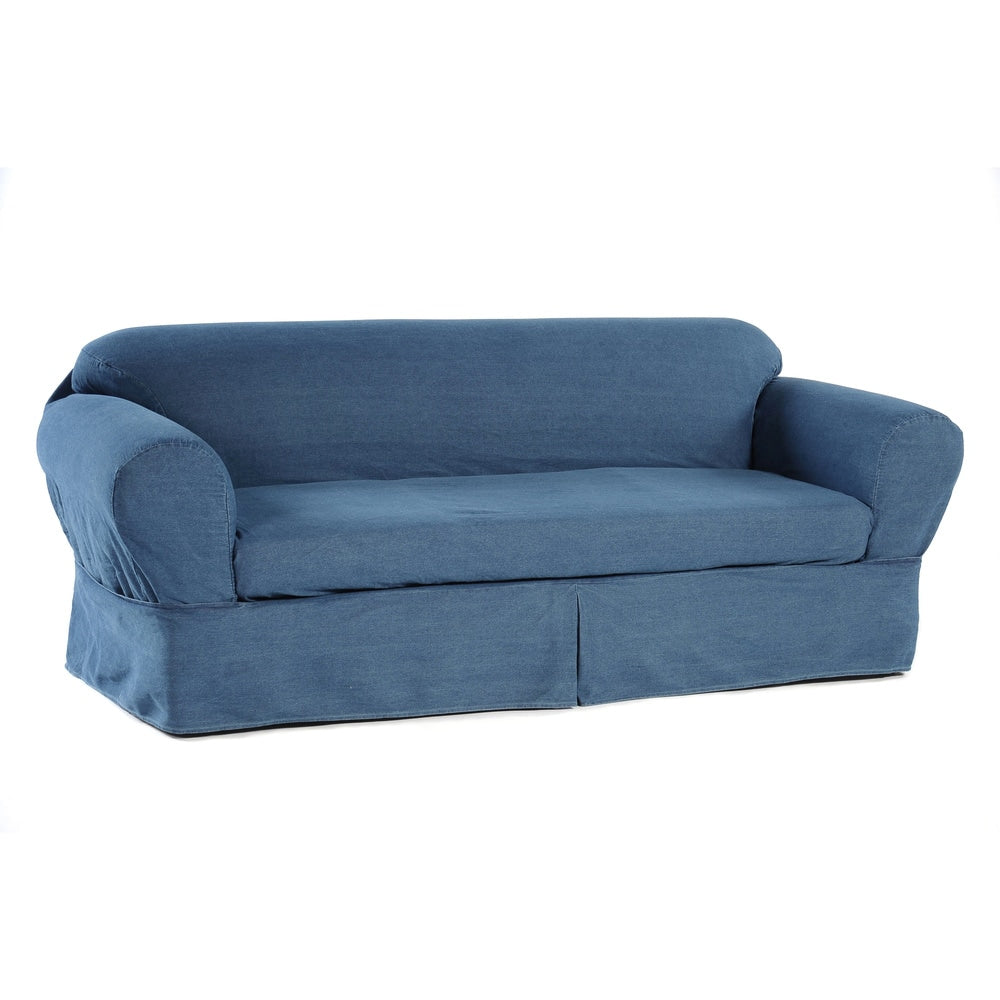 Washed Heavy Denim Cotton 2-Piece Sofa Slipocver