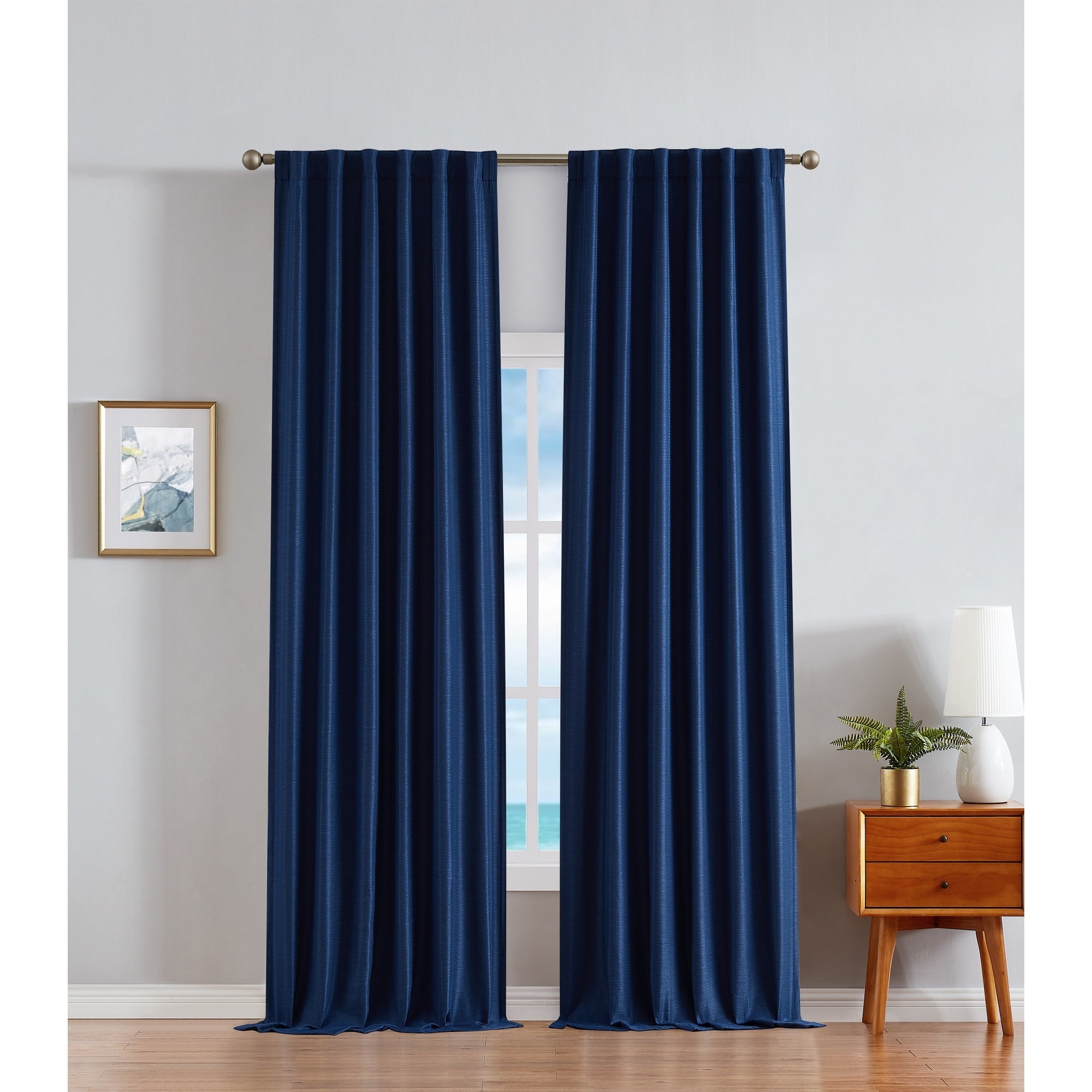 Nautica Robin Thermal Woven Room Darkening Back Tab Window Curtain Panel Pair