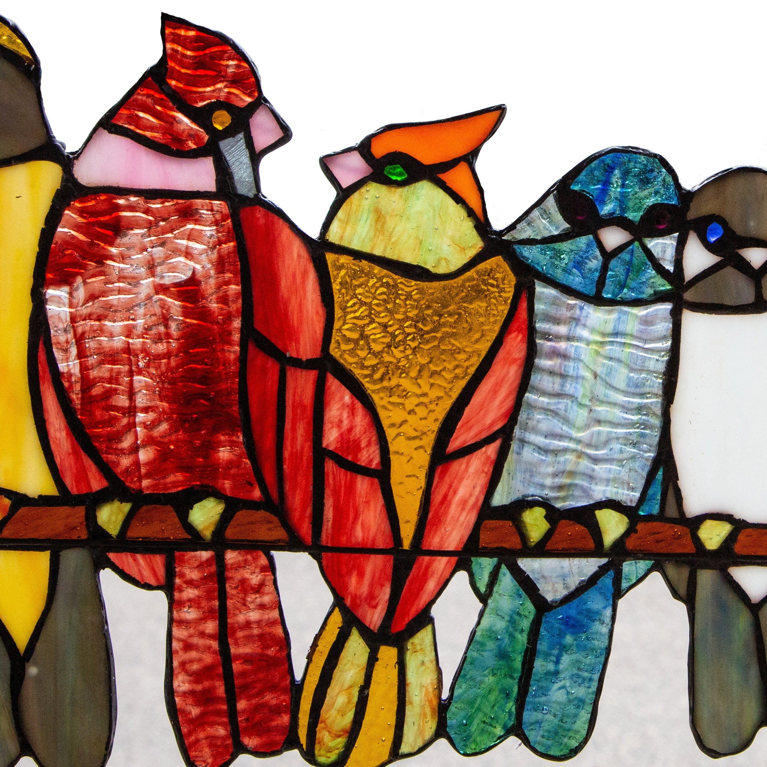 River of Goods 9.5H Birds in Love Stained Glass Window Panel - 15L x 0.25W x 9.5H