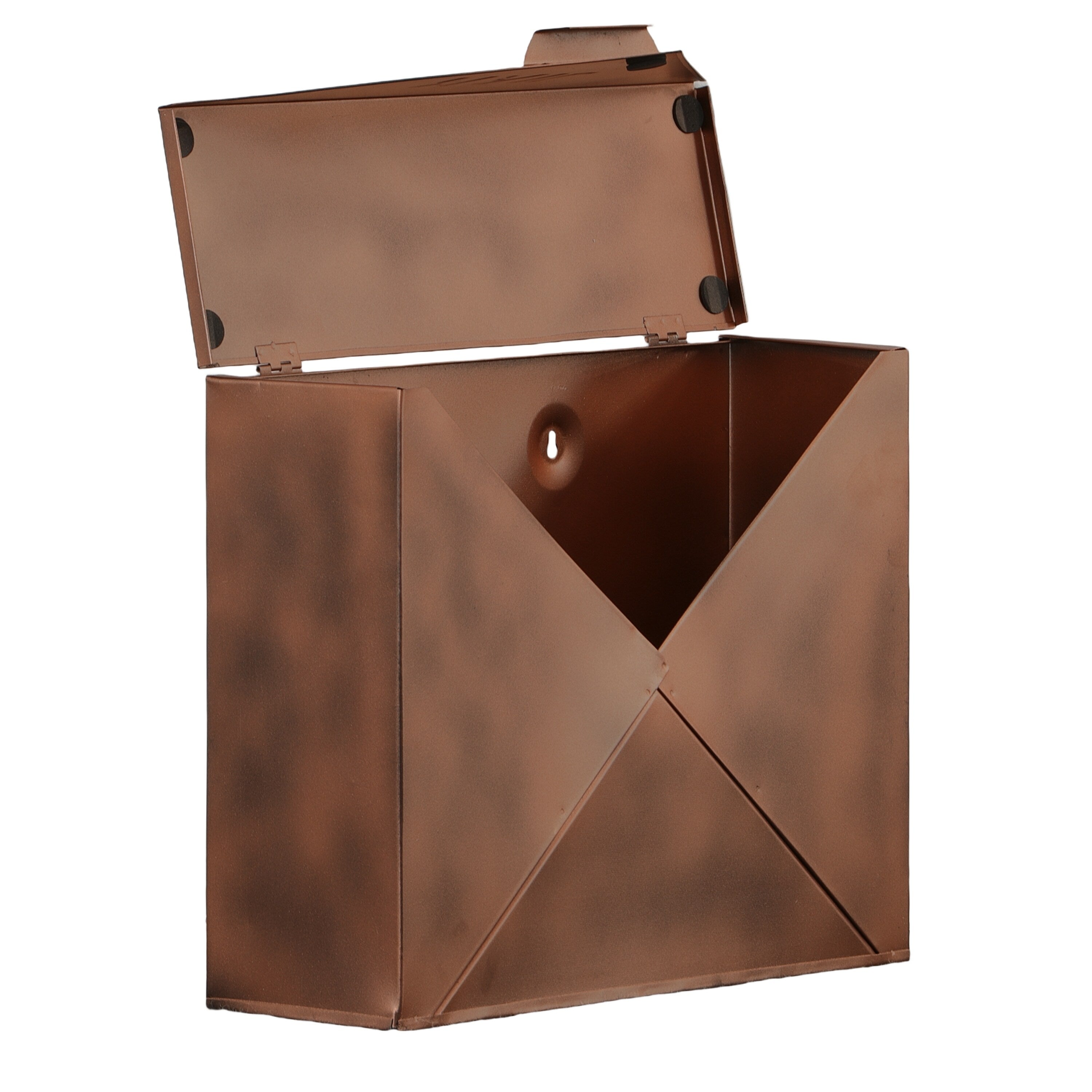 Spacious Envelope Shaped Wall Mount Iron Mail Box, Copper Finish