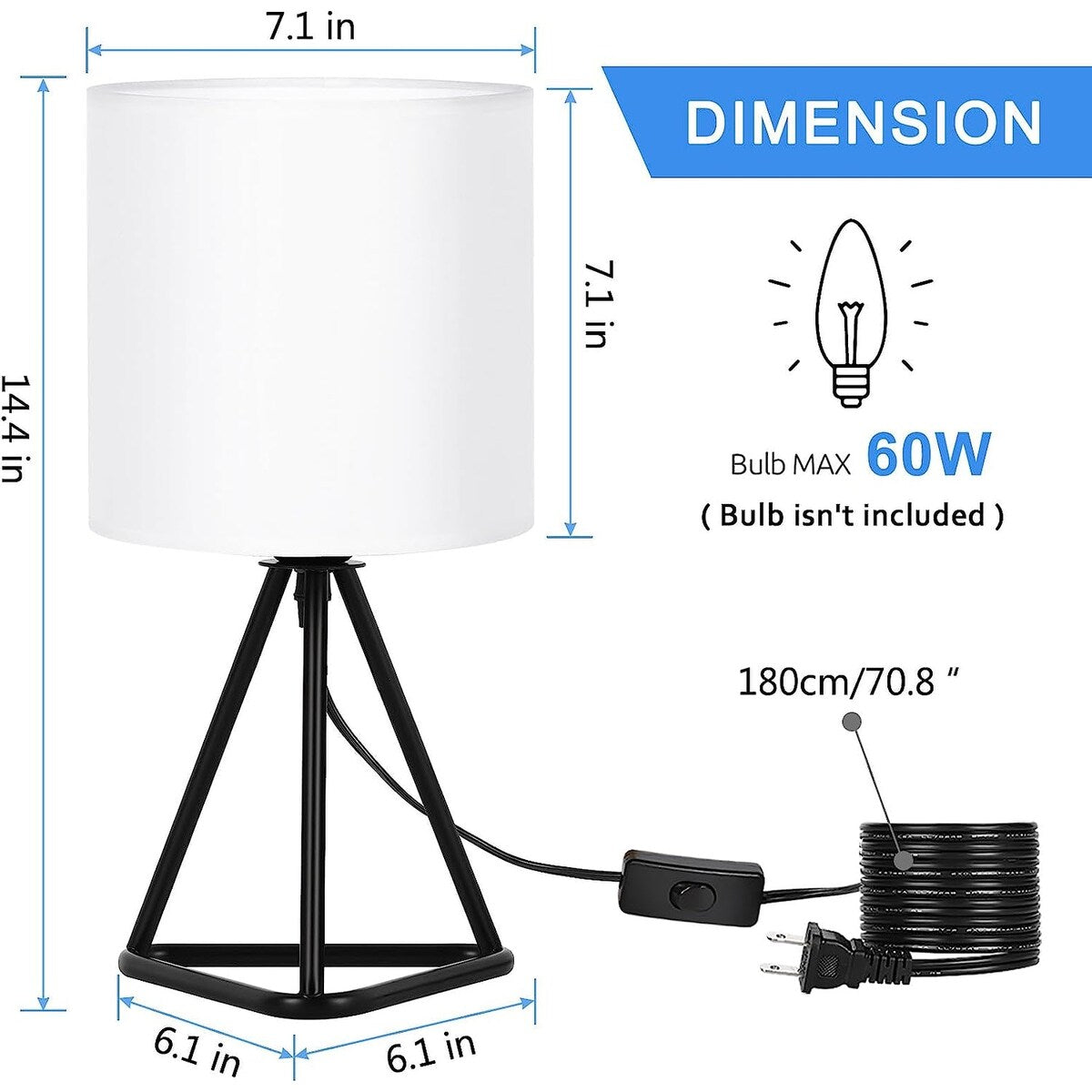 Set of 2 Cute Modern Bedside Nightstand Lamps for Living Room Bedroom