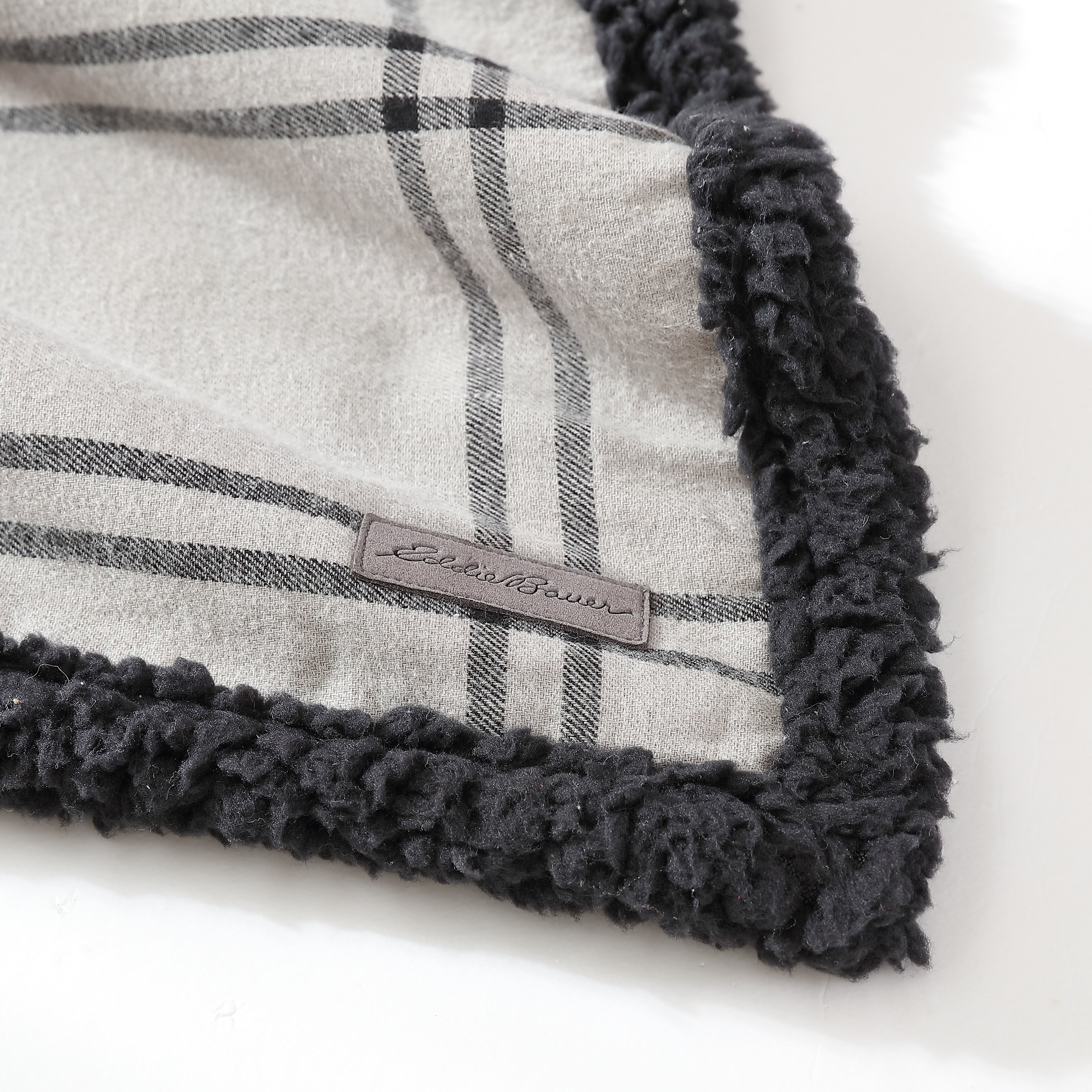 Eddie Bauer Cotton Flannel/Shearling Reverse Throw Blanket