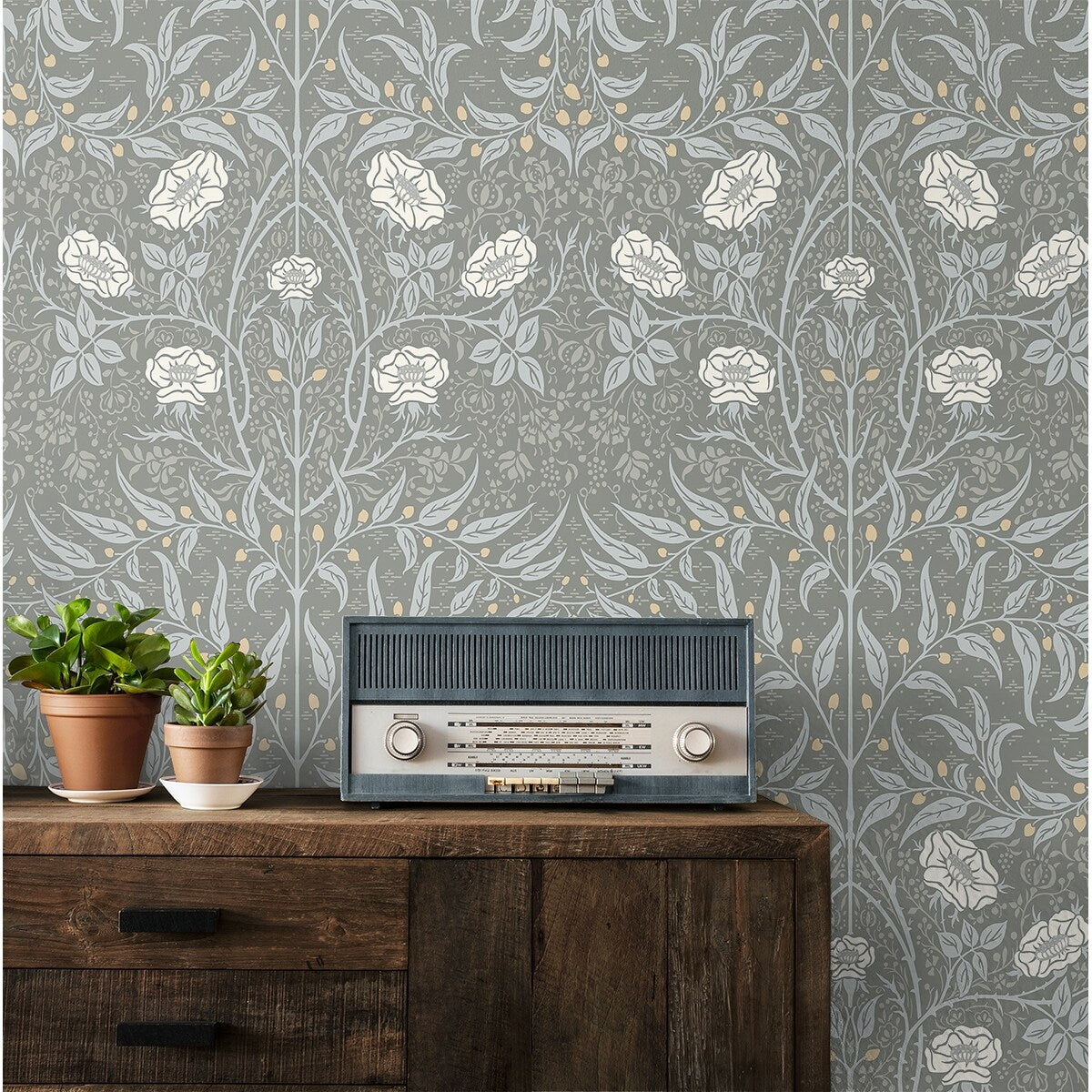 NextWall Stenciled Floral Peel and Stick Wallpaper