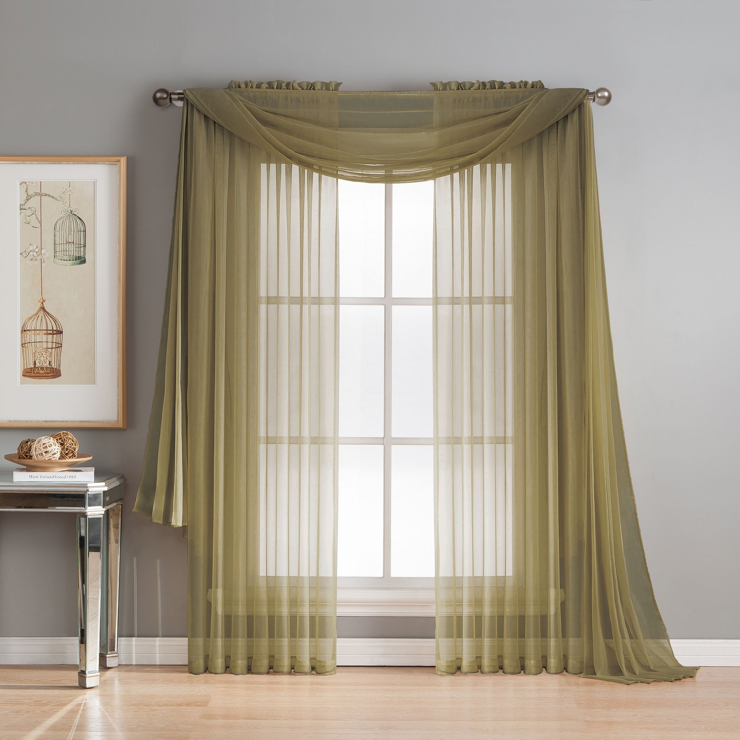 Window Elements Diamond Sheer Voile Extra Wide, 56 Inch Wide. Rod Pocket Curtain Panel