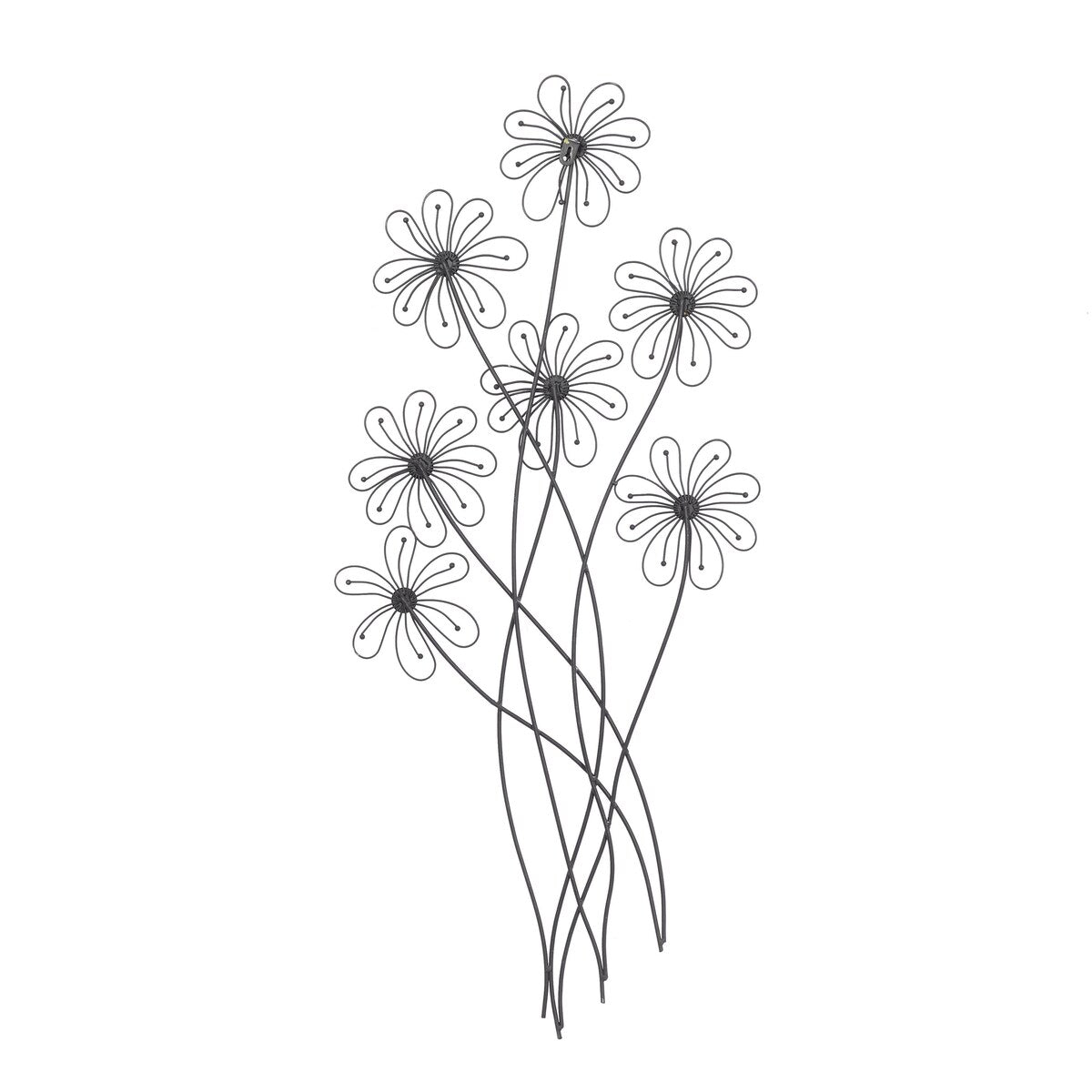 Metal Floral 3D Wire Home Wall Decor with Crystal Embellishments - Black - Roche River Decor