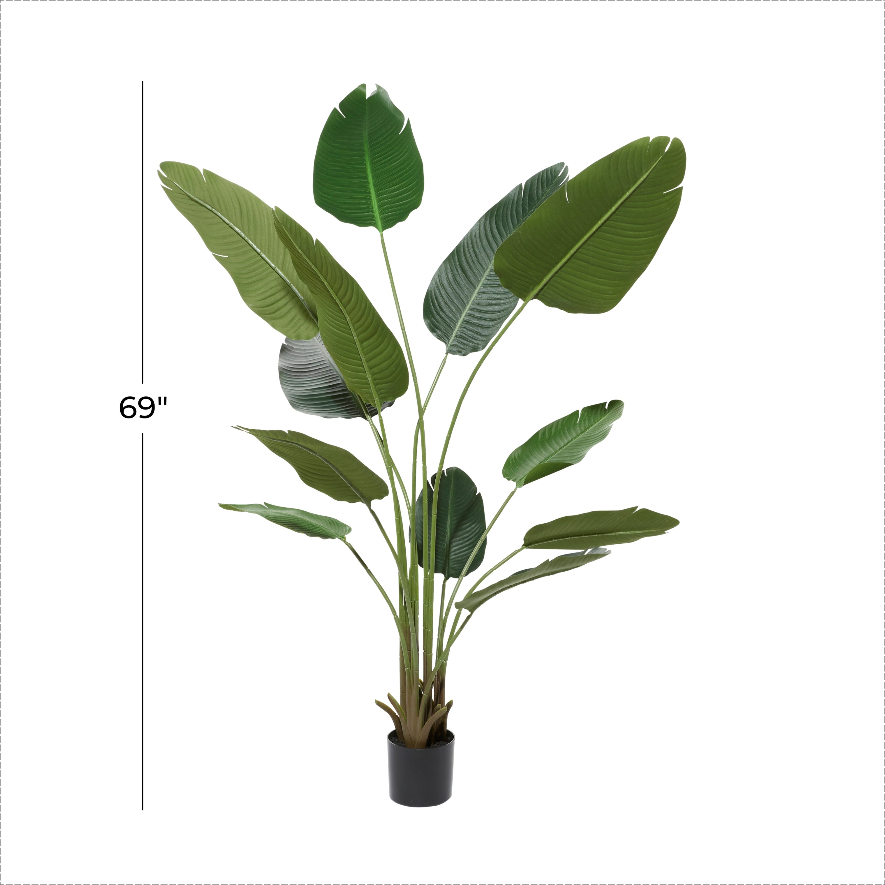 Traditional Green Tropical Faux Foliage Decorative Potted Tree