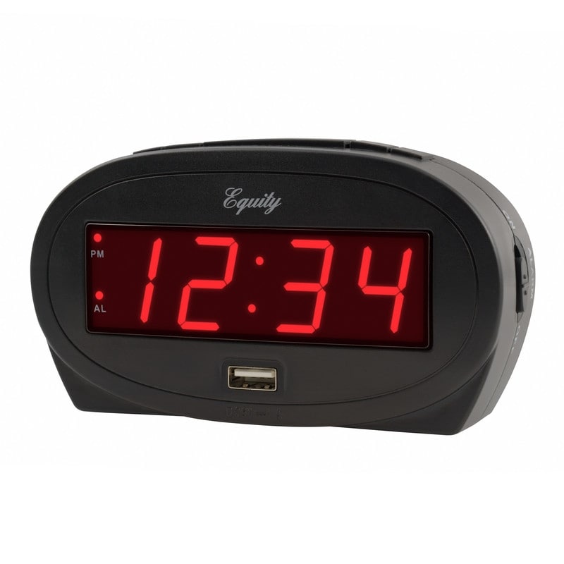 Equity by La Crosse 0.9 In. Red LED alarm clock with USB port