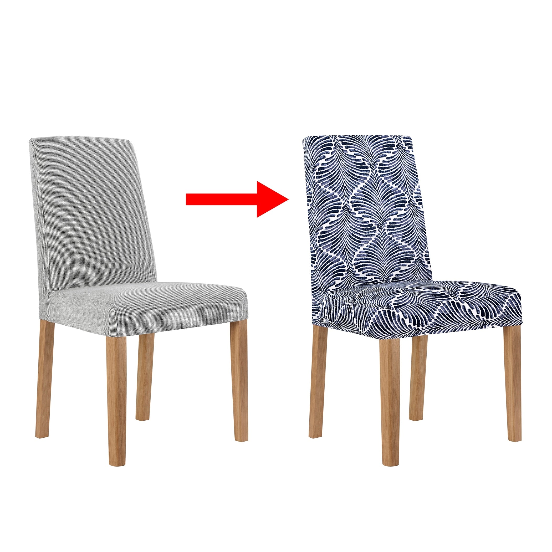 No. 918 Selene 2-pack Ogee Print Stretch Fit Elastic Dining Chair Cover Pair - 28 x 39