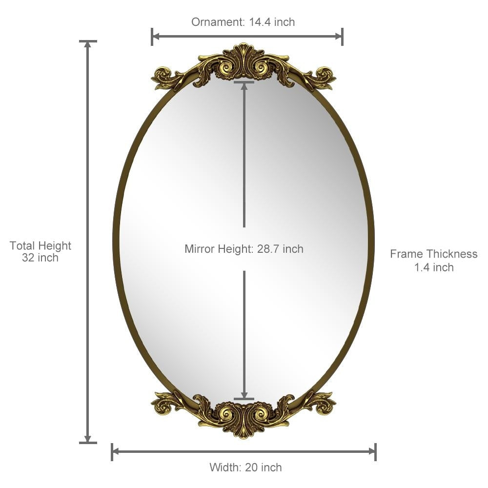 Apmir Oval Vintage Ornate Baroque Wall Mirror