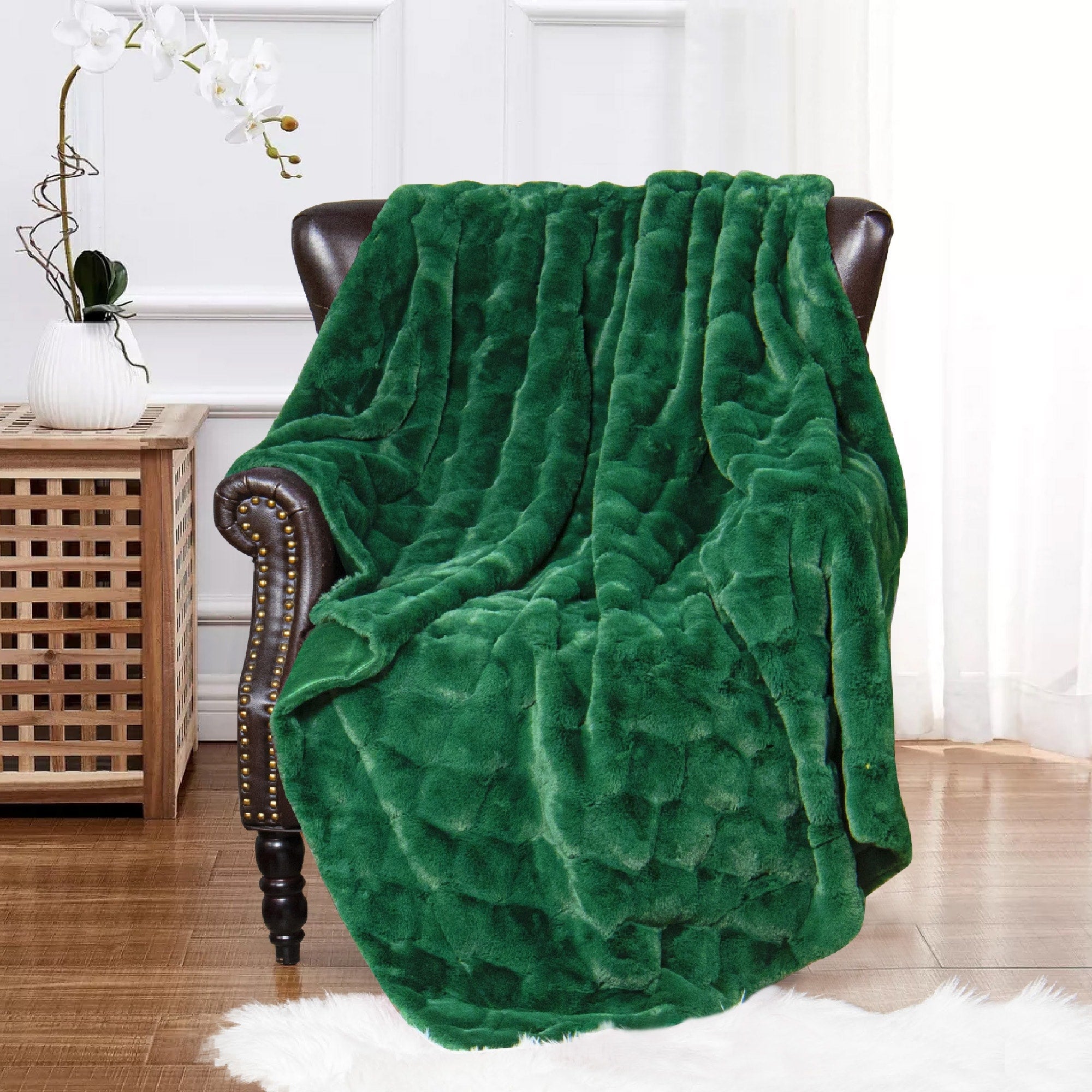 Christmas jacquard imitative rabbit fauxfur throw 50x60