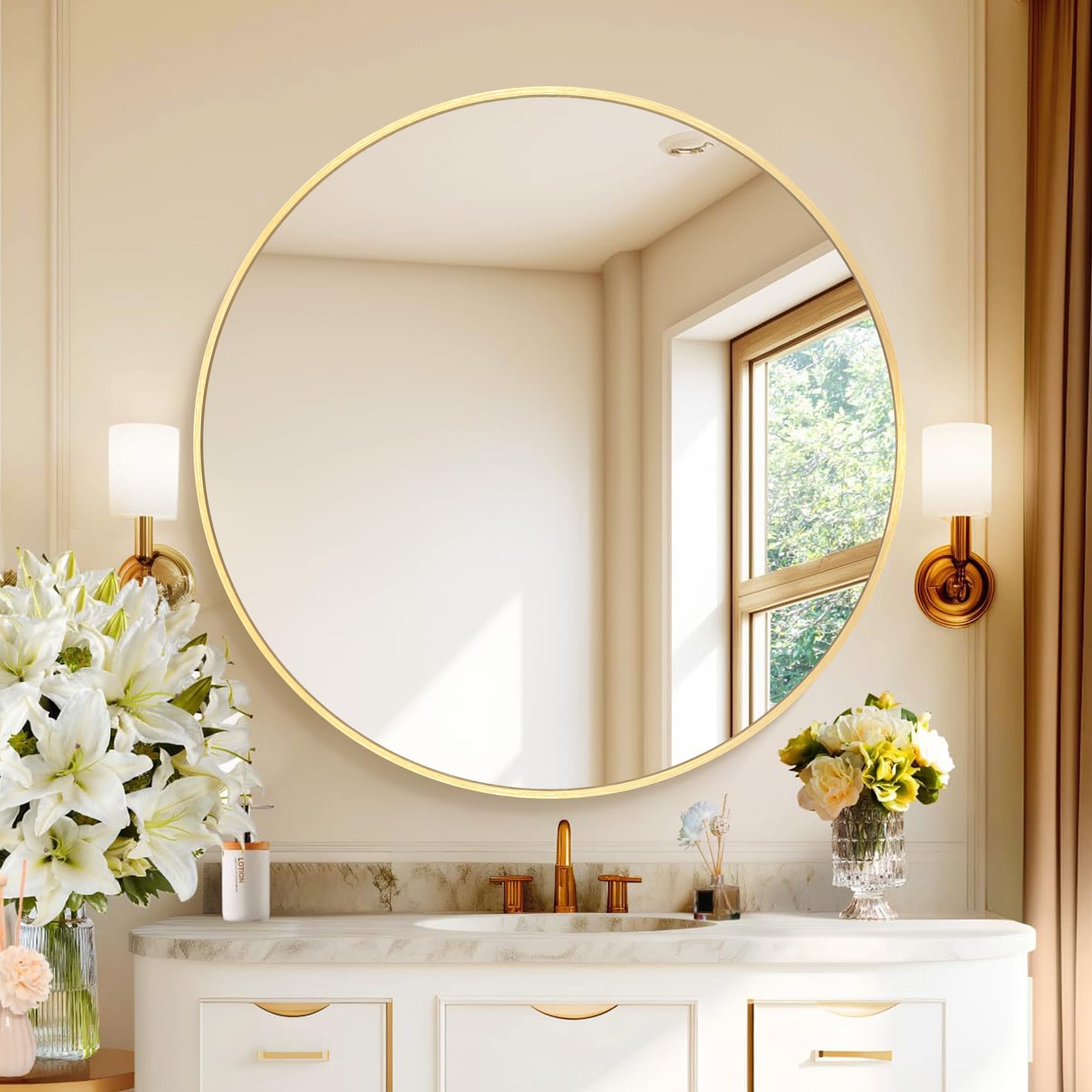 Modern Bathroom Wall Mounted Round Vanity Mirror