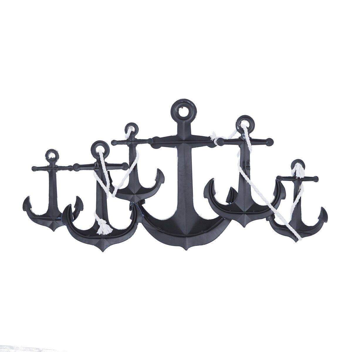 Metal Anchor Indoor Outdoor Home Wall Decor with White Rope Detailing - Blue - Roche River Decor