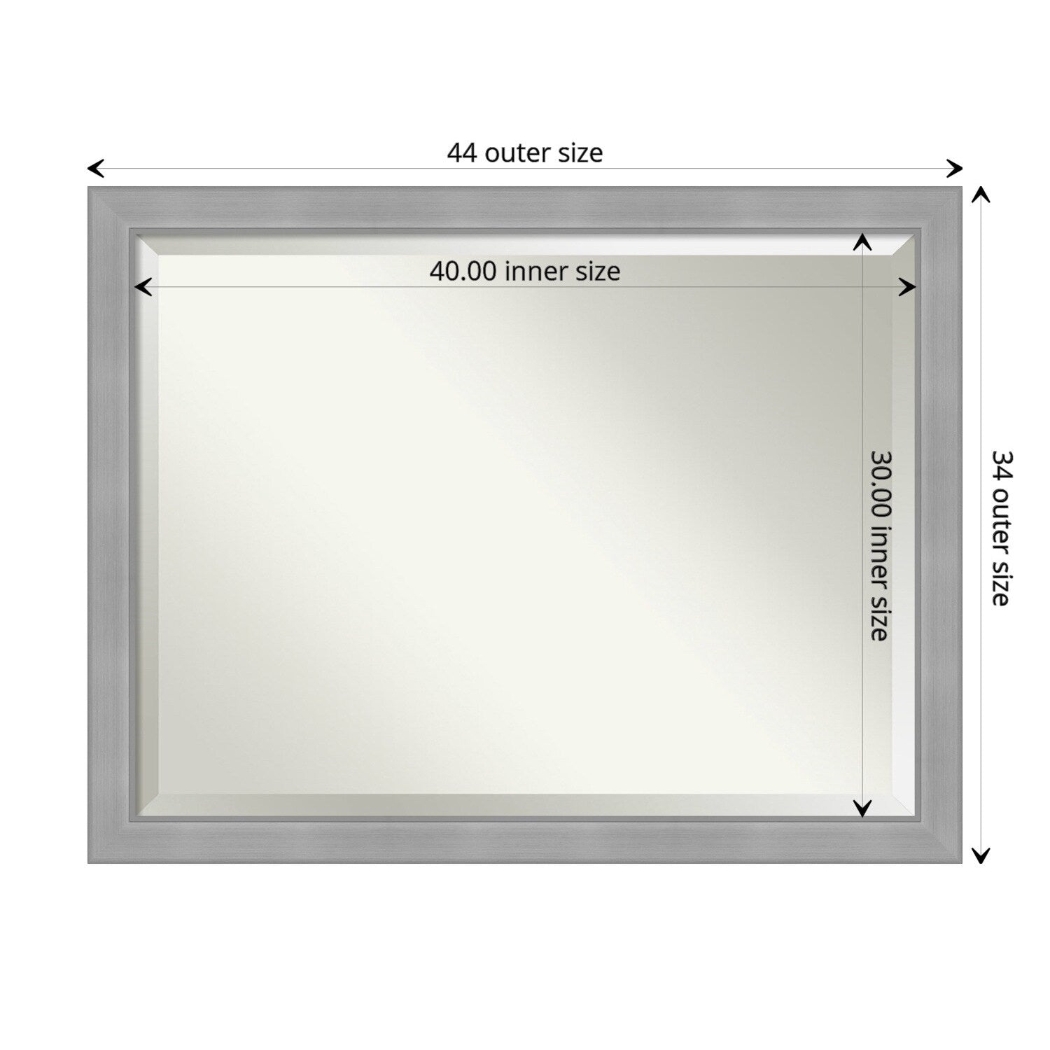 Beveled Bathroom Wall Mirror - Vista Brushed Nickel Frame