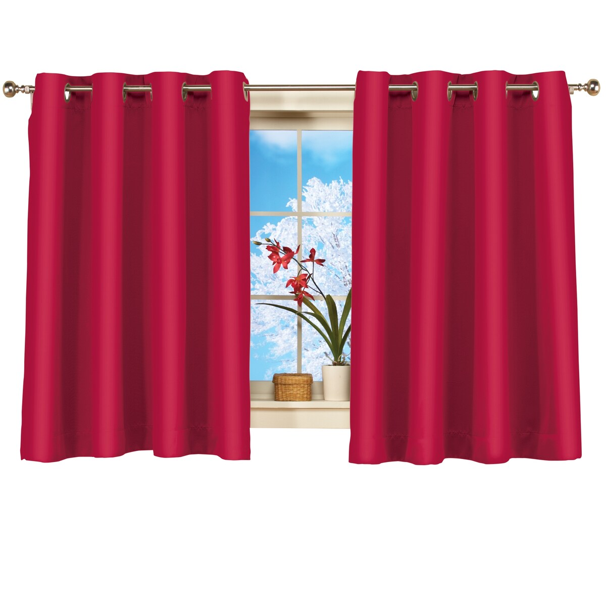 Short Blackout Window Curtain Panel with Easy Open-Close