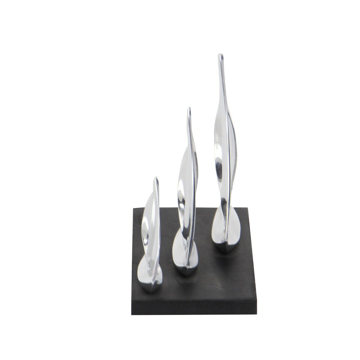 Aluminum Metal Sail Boat Decorative Sculpture with Black Base - Silver - Roche River Decor