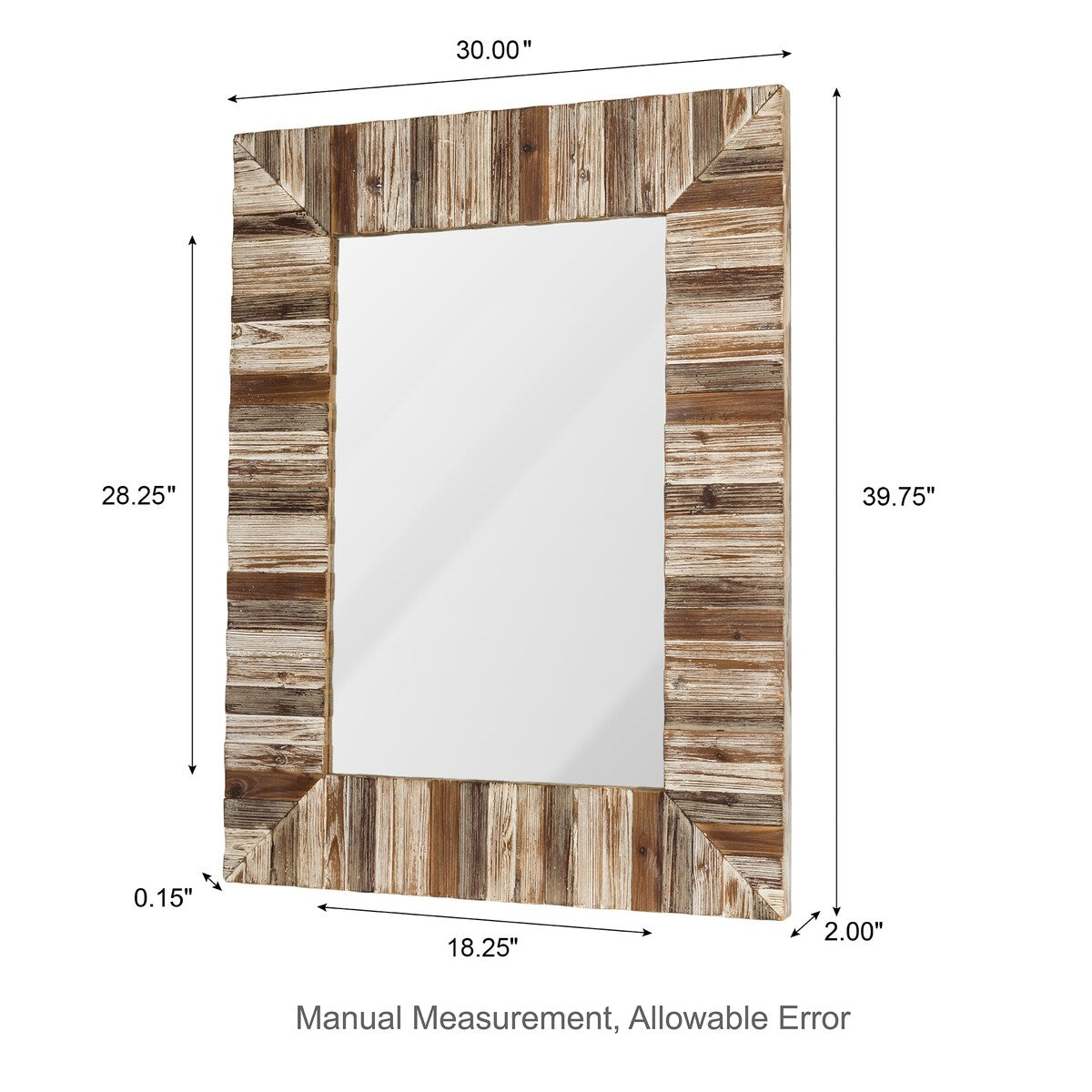 Glitzhome 40× 30 Farmhouse Rectangle Wooden Frame Wall Mirror Bathroom-vanity Drawing Room Decor - 29.9 X 39.7