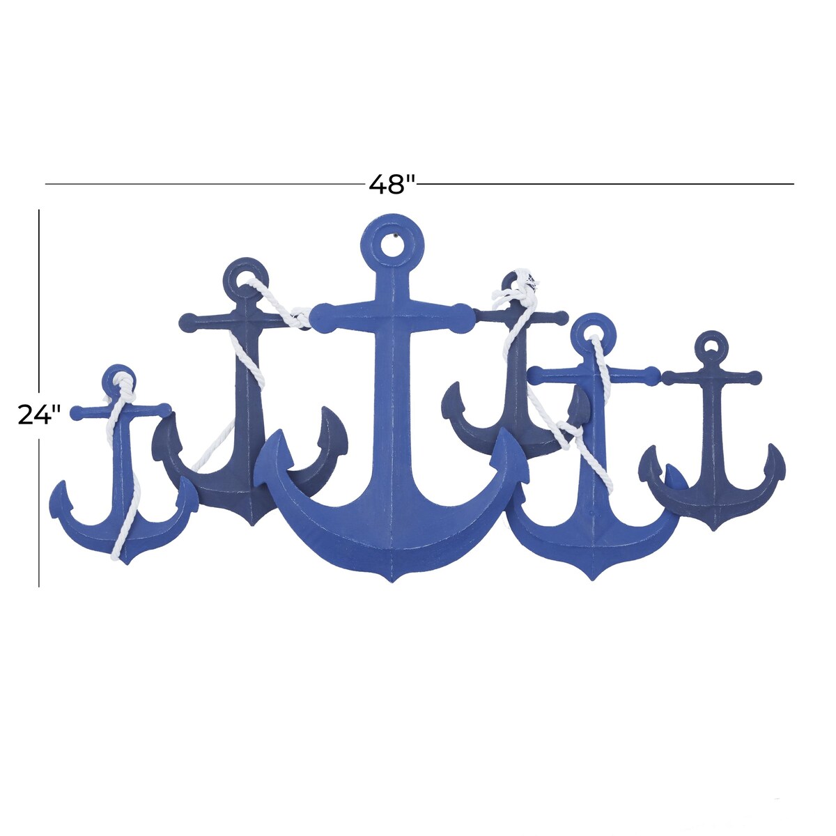 Metal Anchor Indoor Outdoor Home Wall Decor with White Rope Detailing - Blue - Roche River Decor