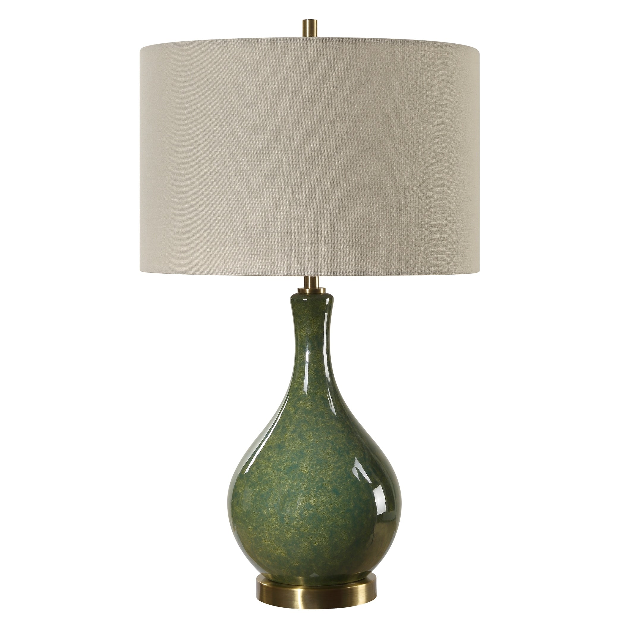 Copper Grove Emerald Green Ceramic Table Lamp with Gold Metal Accents