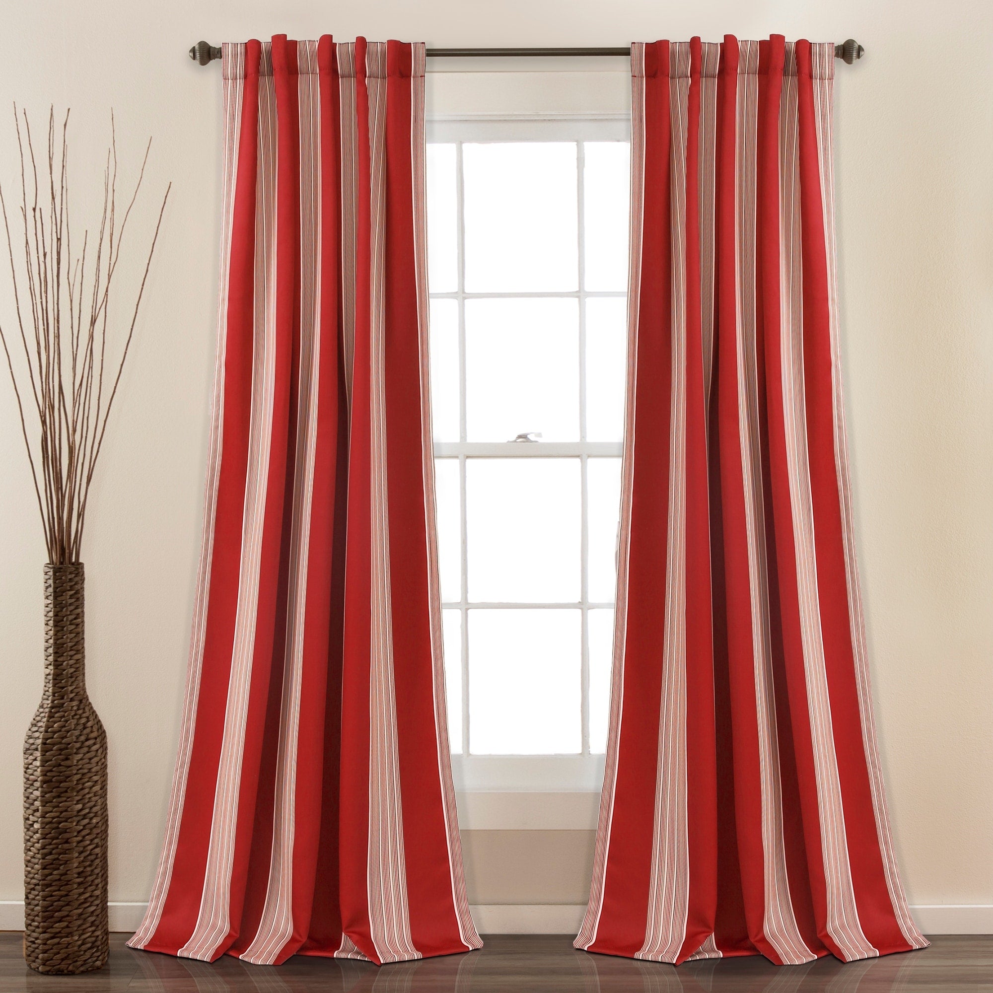 Lush Decor Julia Striped Room Darkening Window Curtain Panel Pair