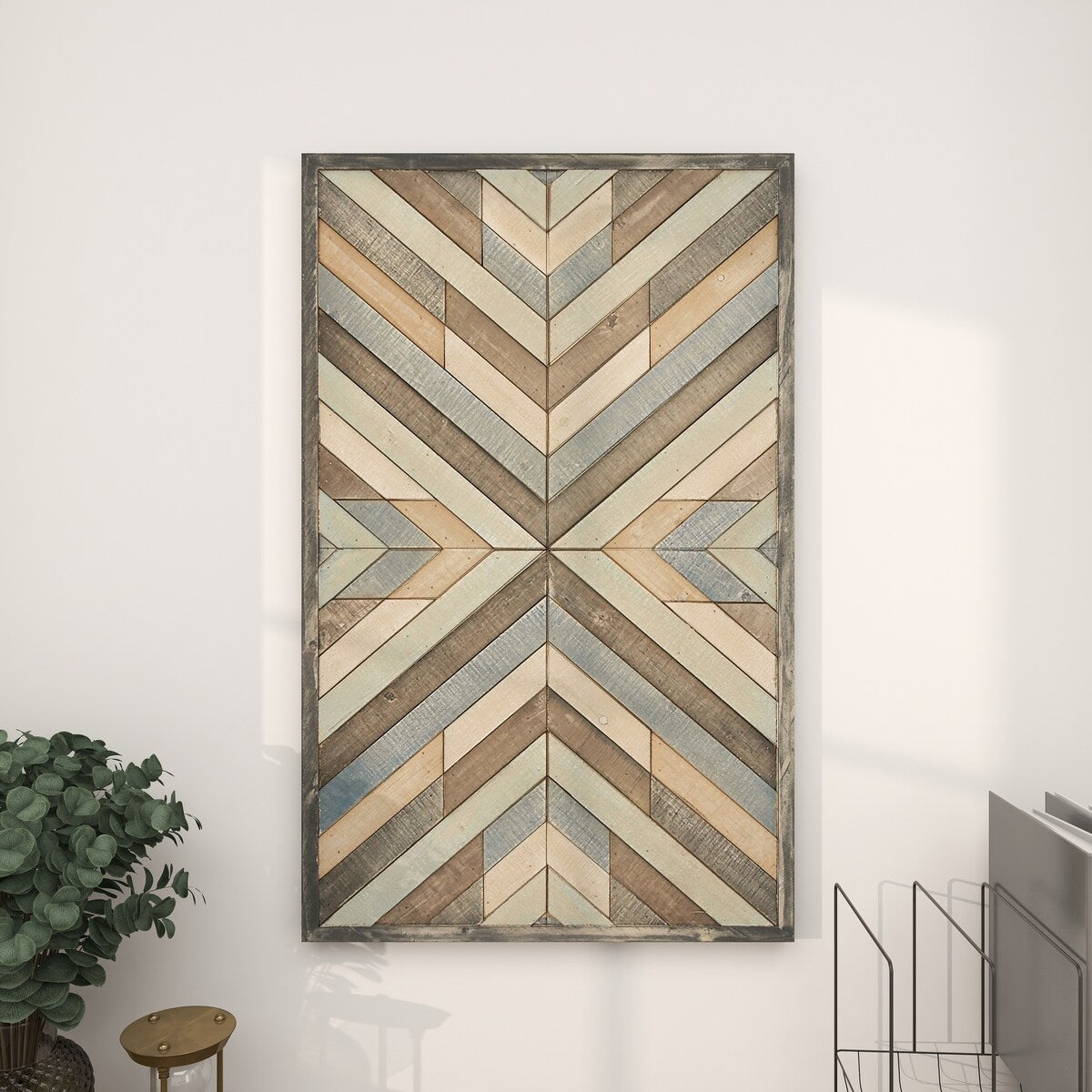 Wood Geometric Handmade Southwestern Inspired Arrow Panel Home Wall Decor with Blue Tones - Multi Colored - Roche River Decor