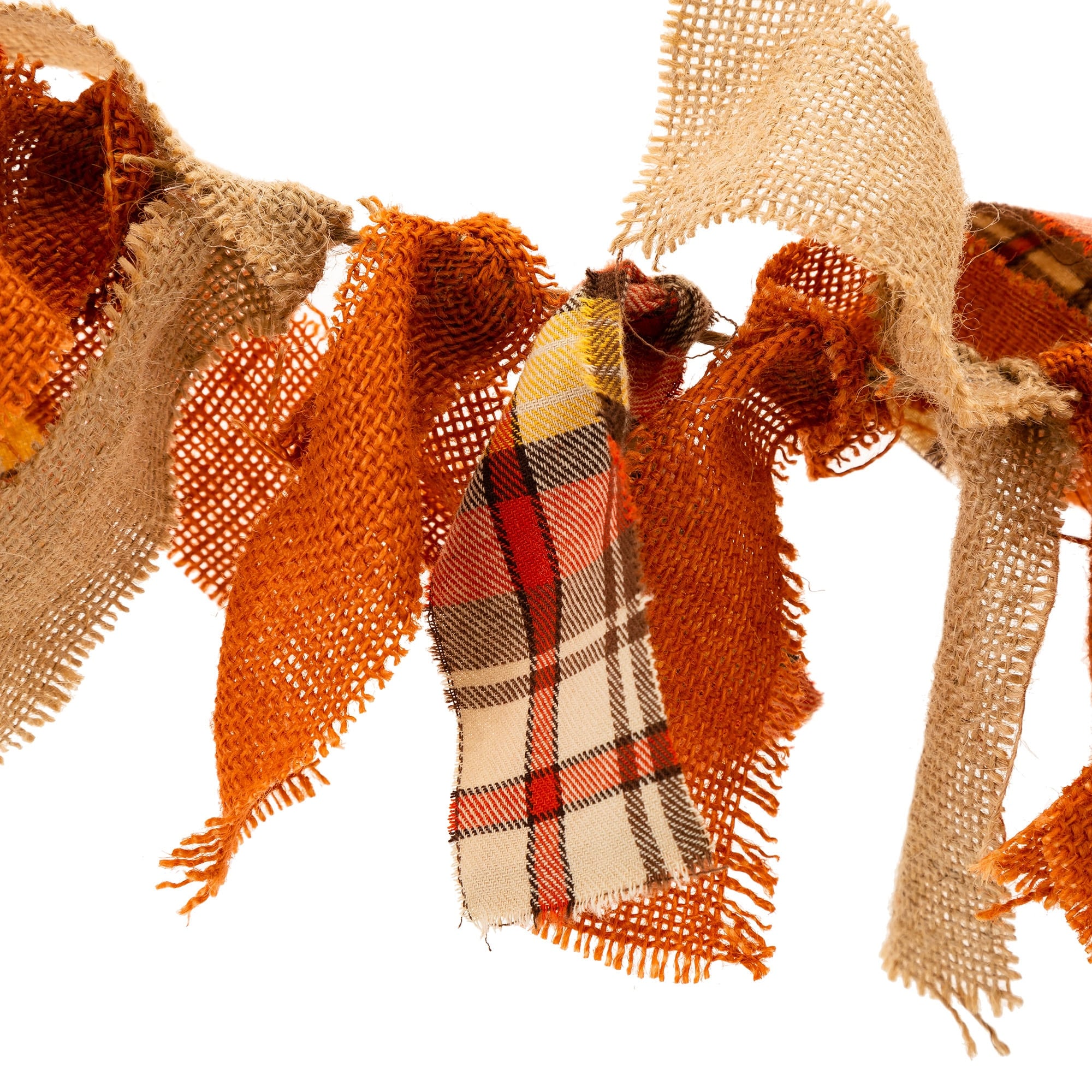 Glitzhome Fall Fabric Plaid Wreath or Garland Thanksgiving Party Decor