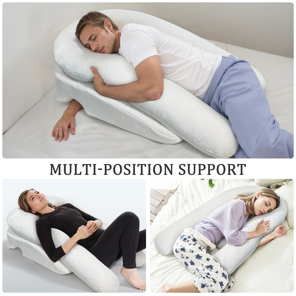 WOWMAX Shoulder Relief Bed Wedge U Shape Body Pillow System for Side Sleepers Acid Reflux