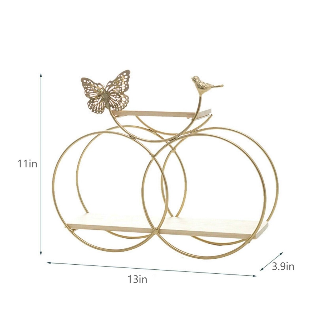 Floating Shelves Wall Mounted Set, Golden Color, Butterfly Shelf