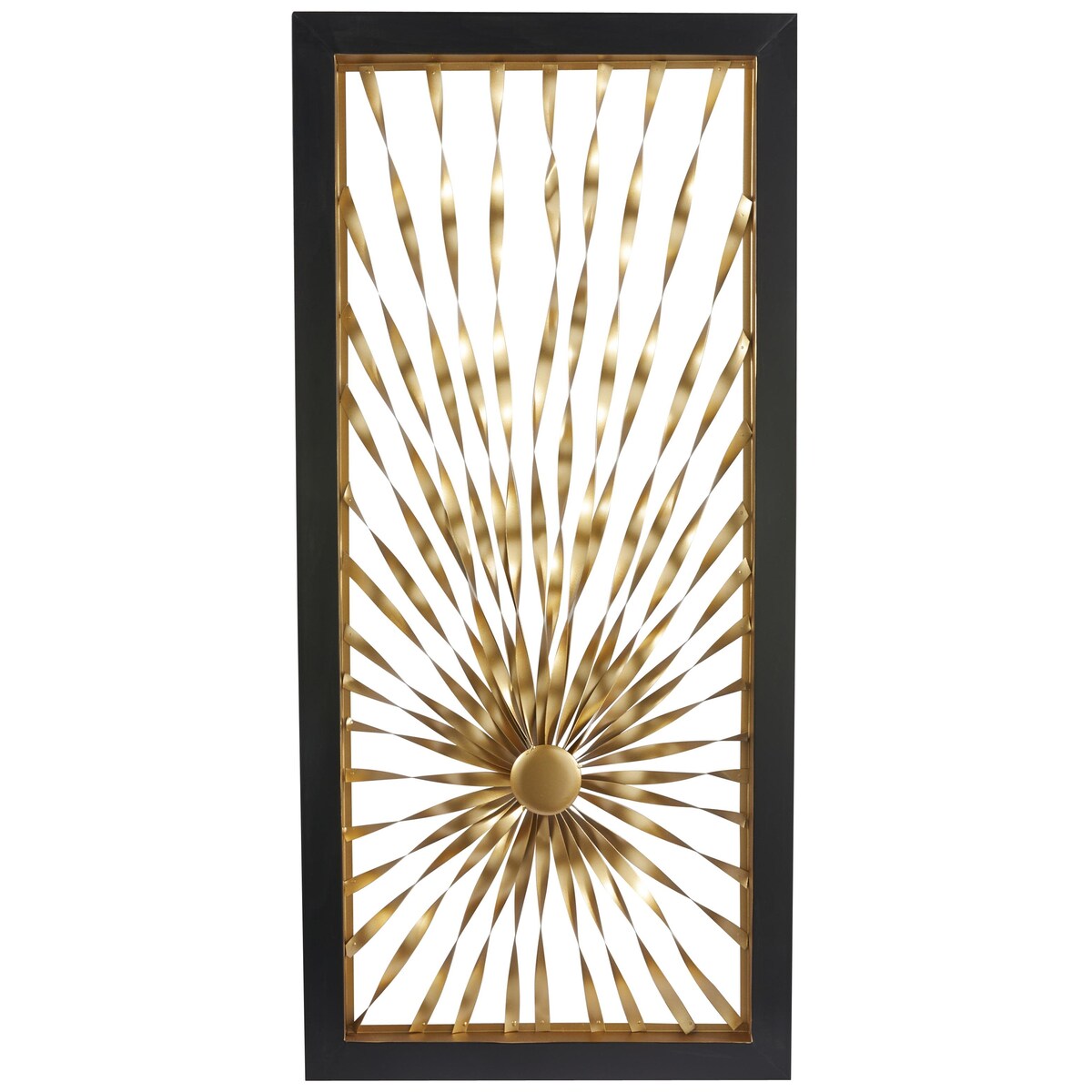 Metal Sunburst Coiled Ribbon Home Wall Decor with Black Frame - Gold - Roche River Decor