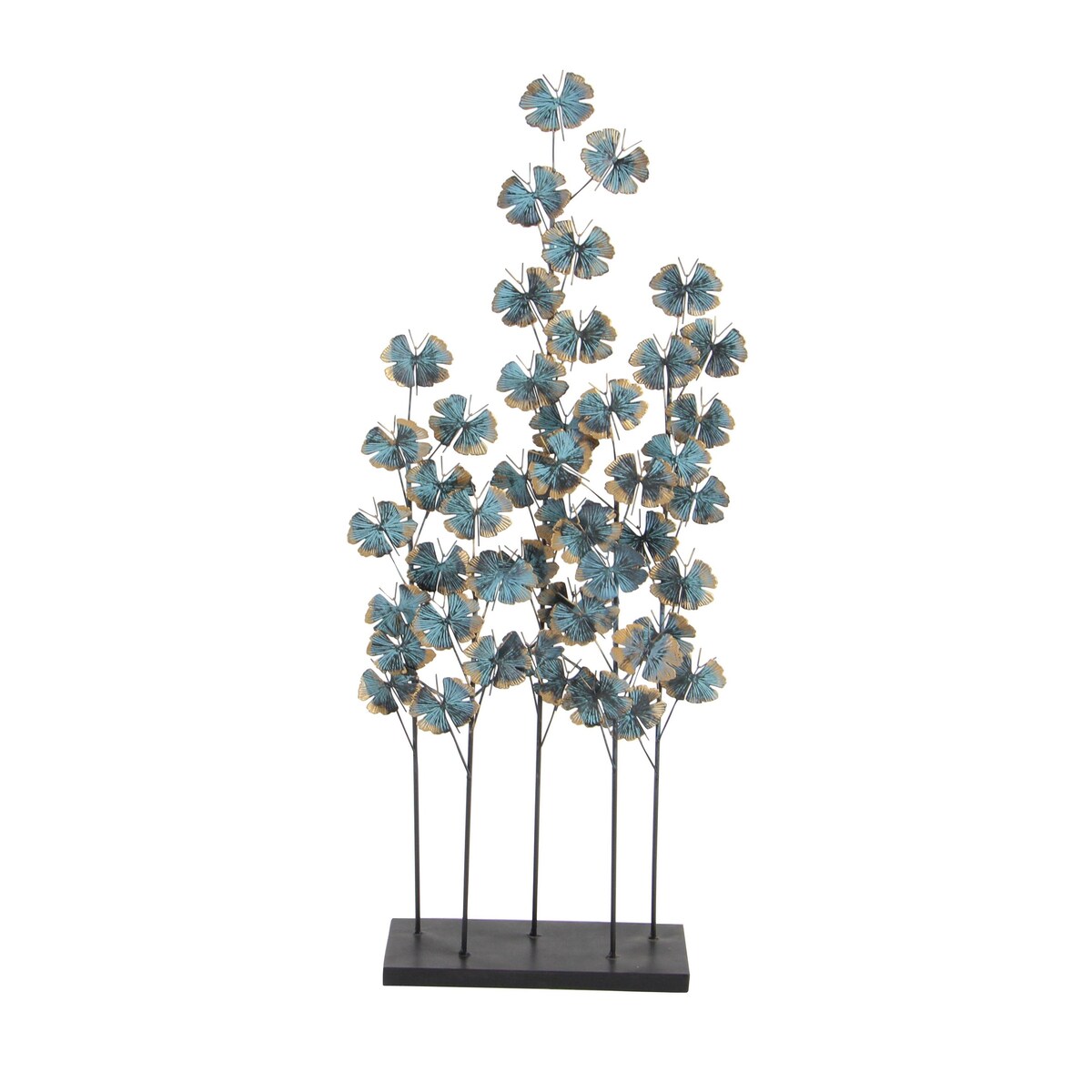 Metal Leaf Decorative Sculpture with Gold Accents - Teal - Roche River Decor